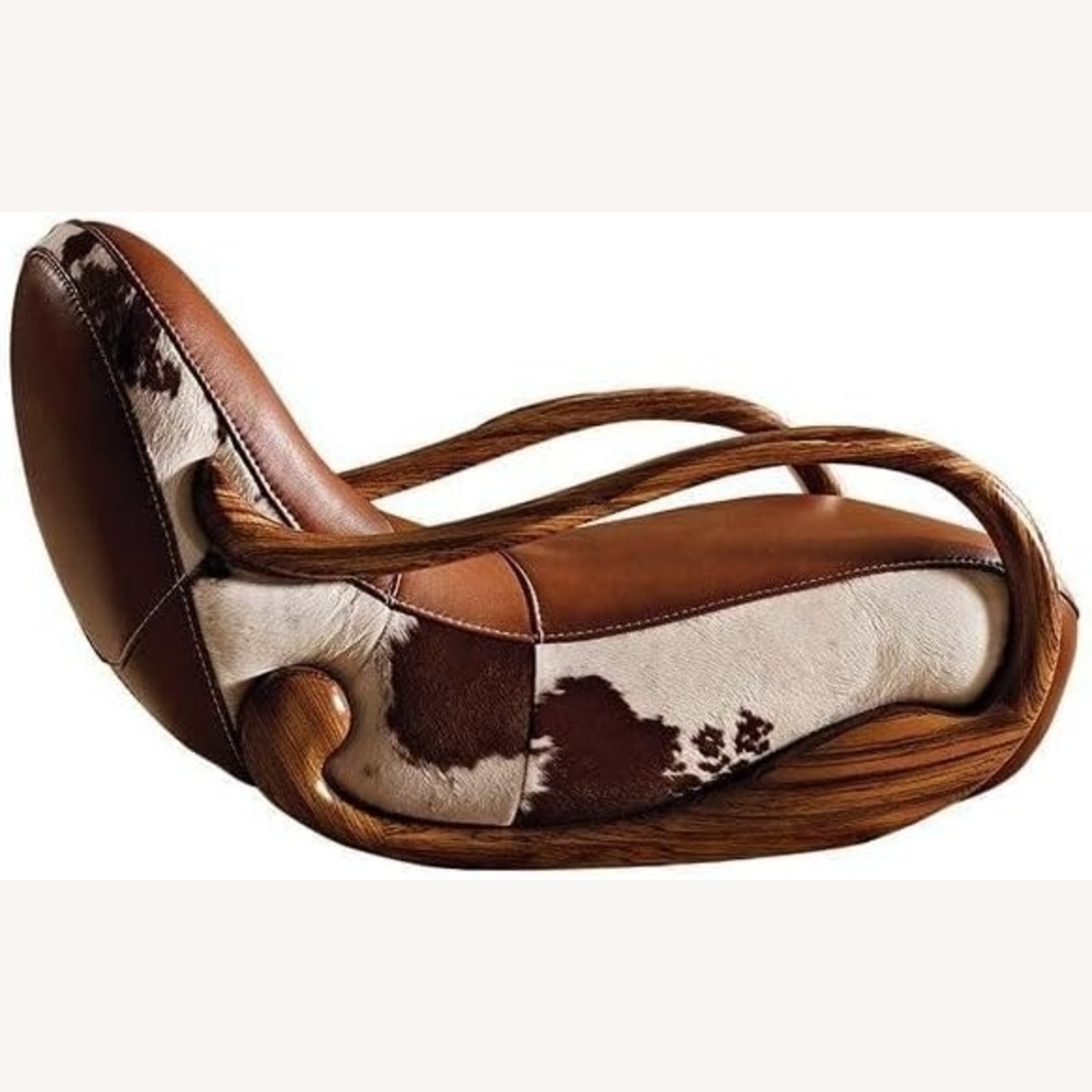 Elegant Ebony Genuine Leather Rocking Chair - image-4