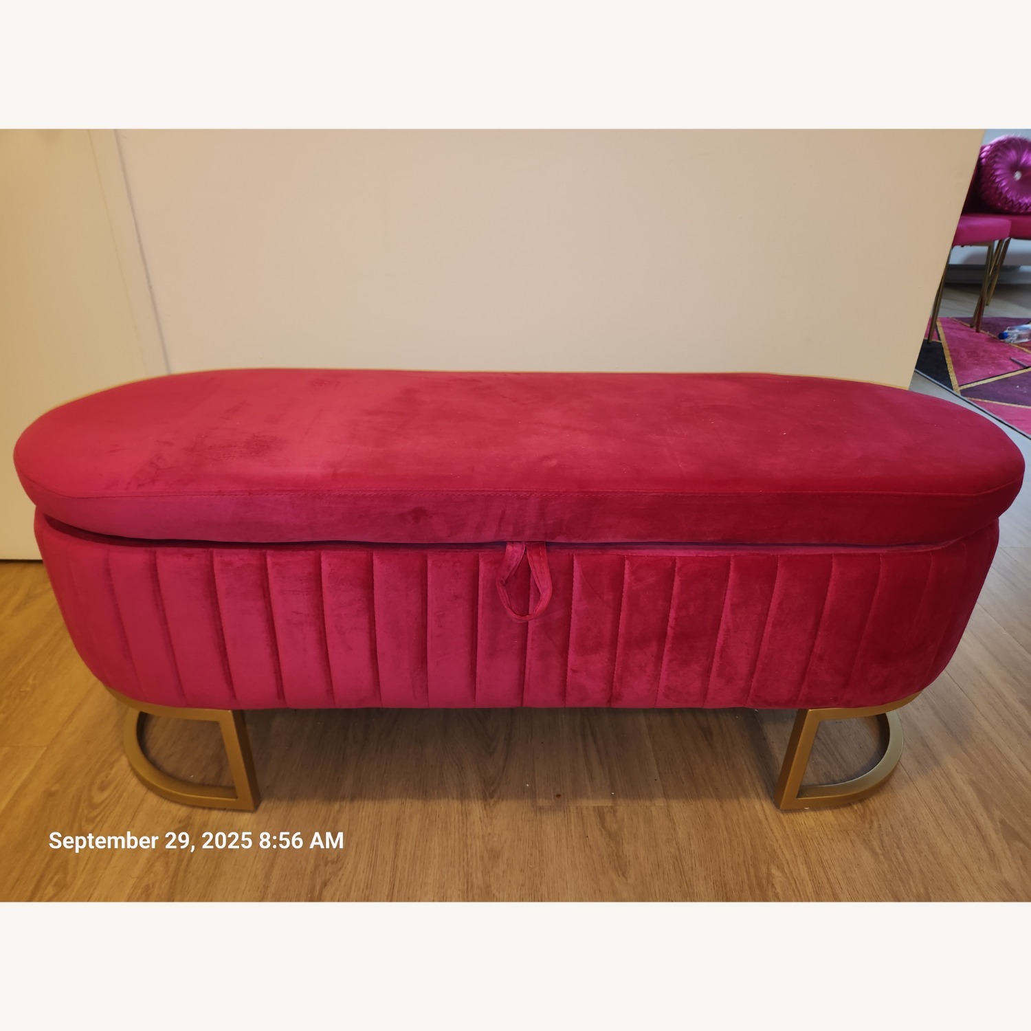 Pink Velvet Chest/Storage - image-5