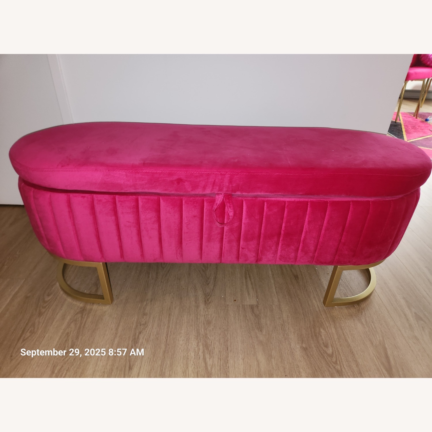Pink Velvet Chest/Storage - image-1