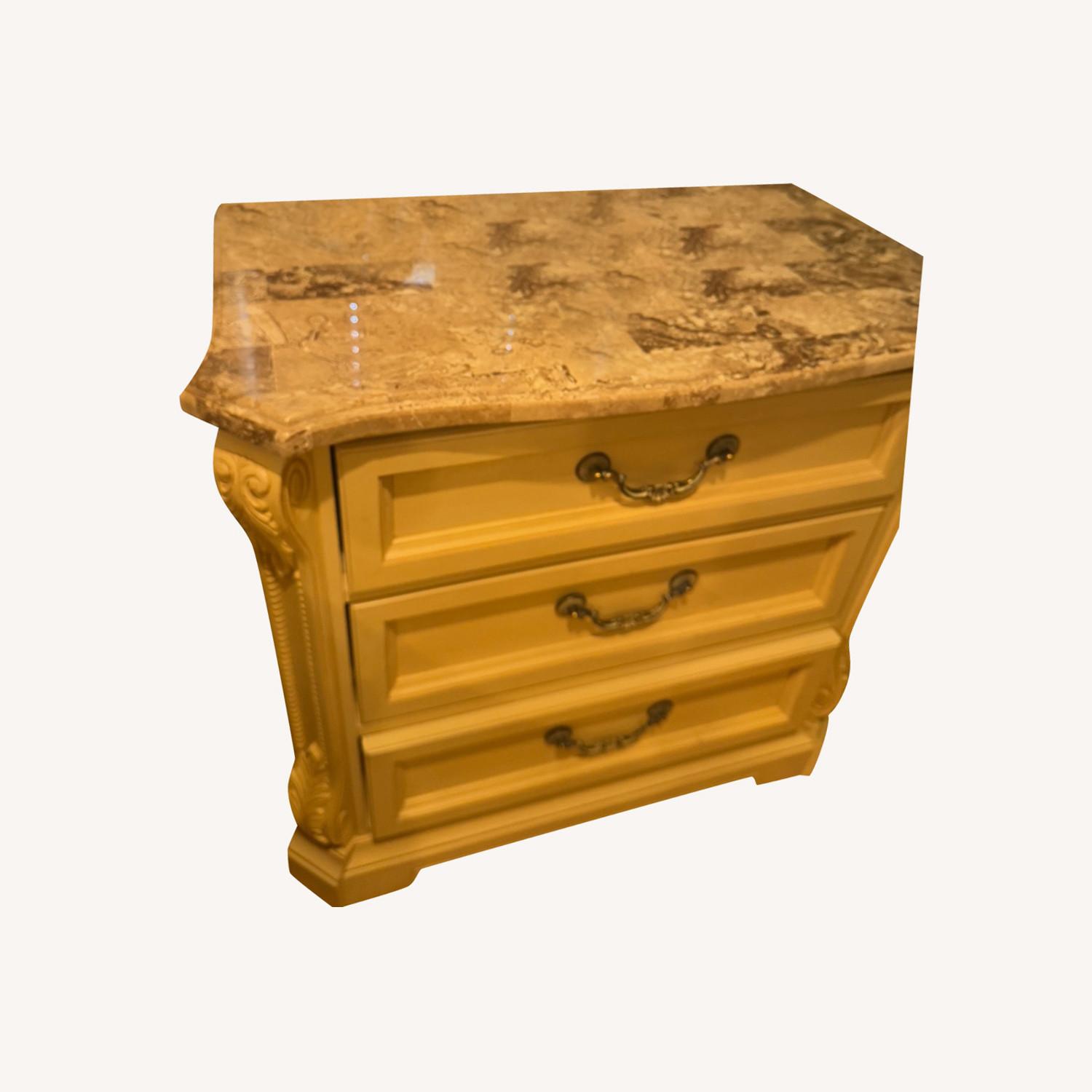Pair of Thomasville Stone Top Nightstands - image-0