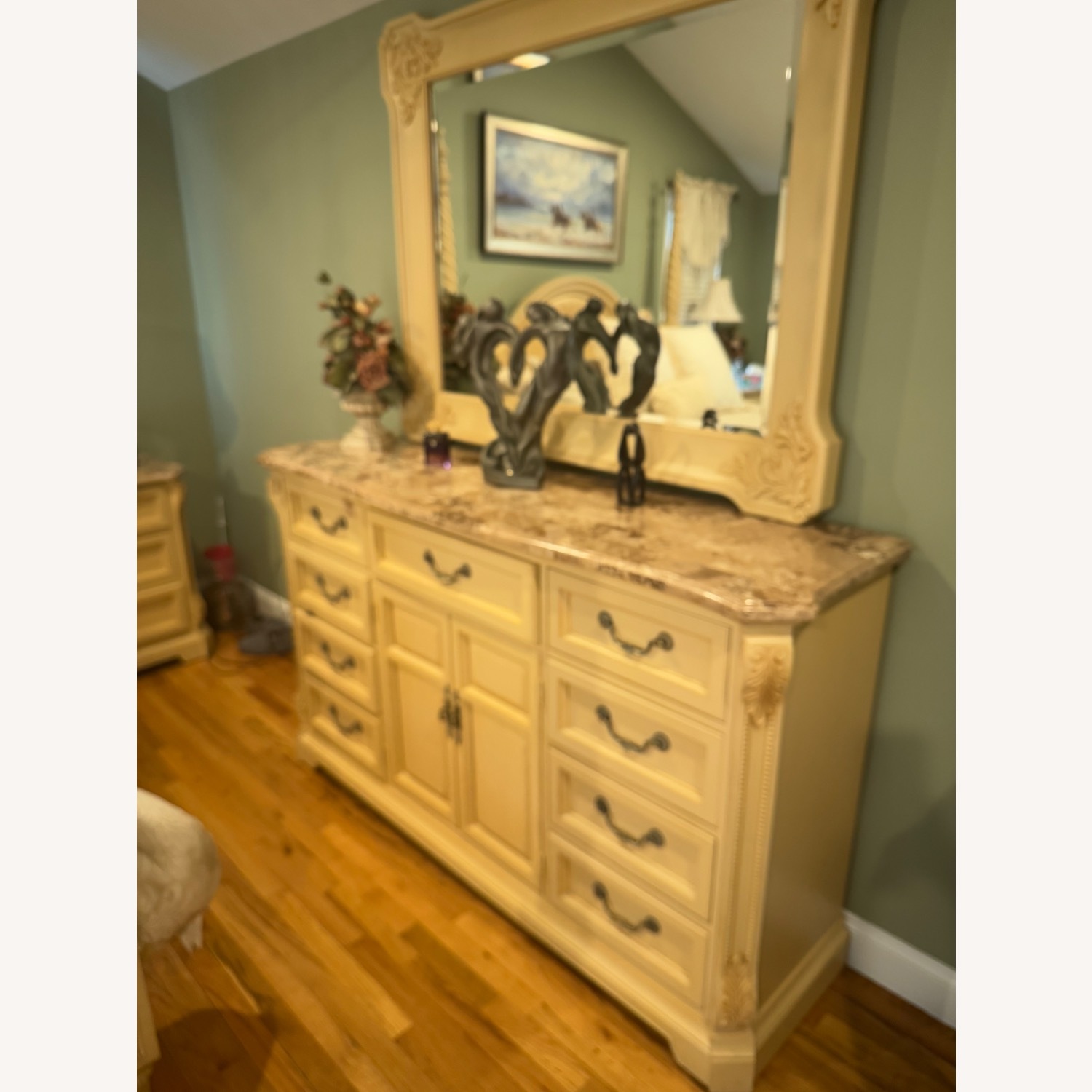 Thomasville Stone Top Dresser and Mirror - image-1