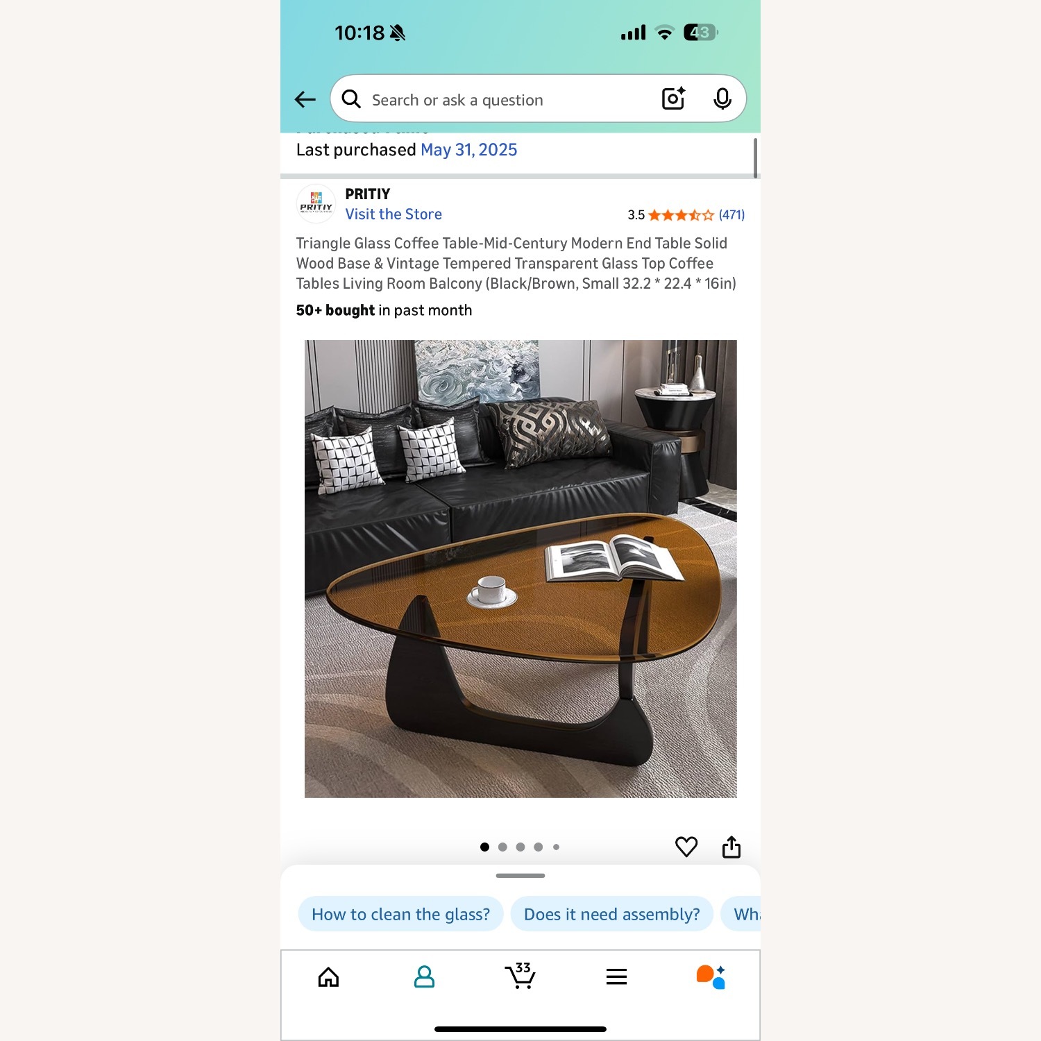 Triangle Glass Coffee Table - image-1