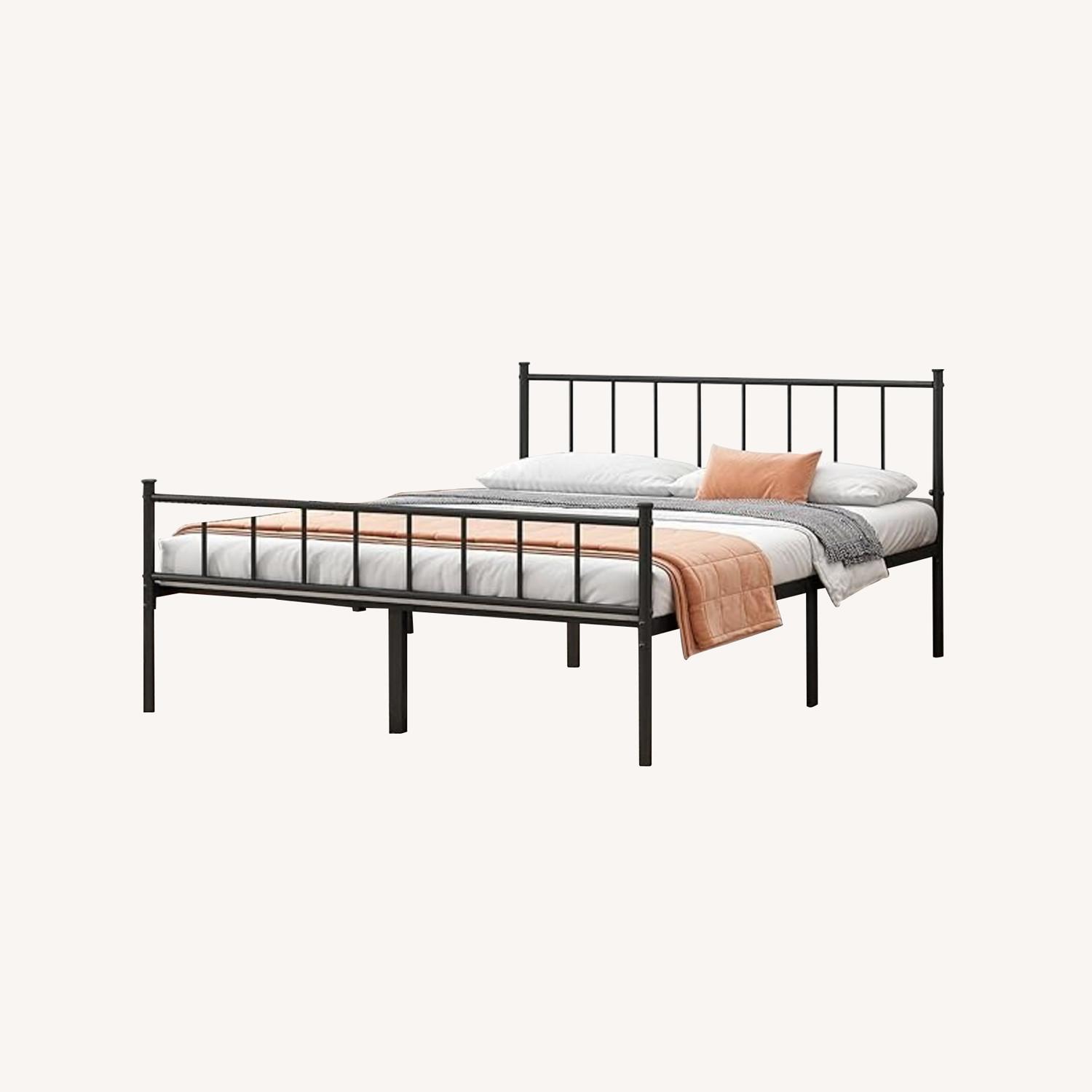 Queen Sized Bed + Black Metal Bed Frame - image-0