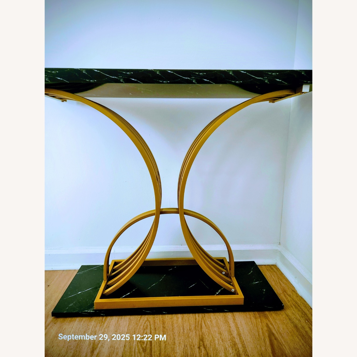 Black Faux Marble Sideboard/Gold Accents - image-2