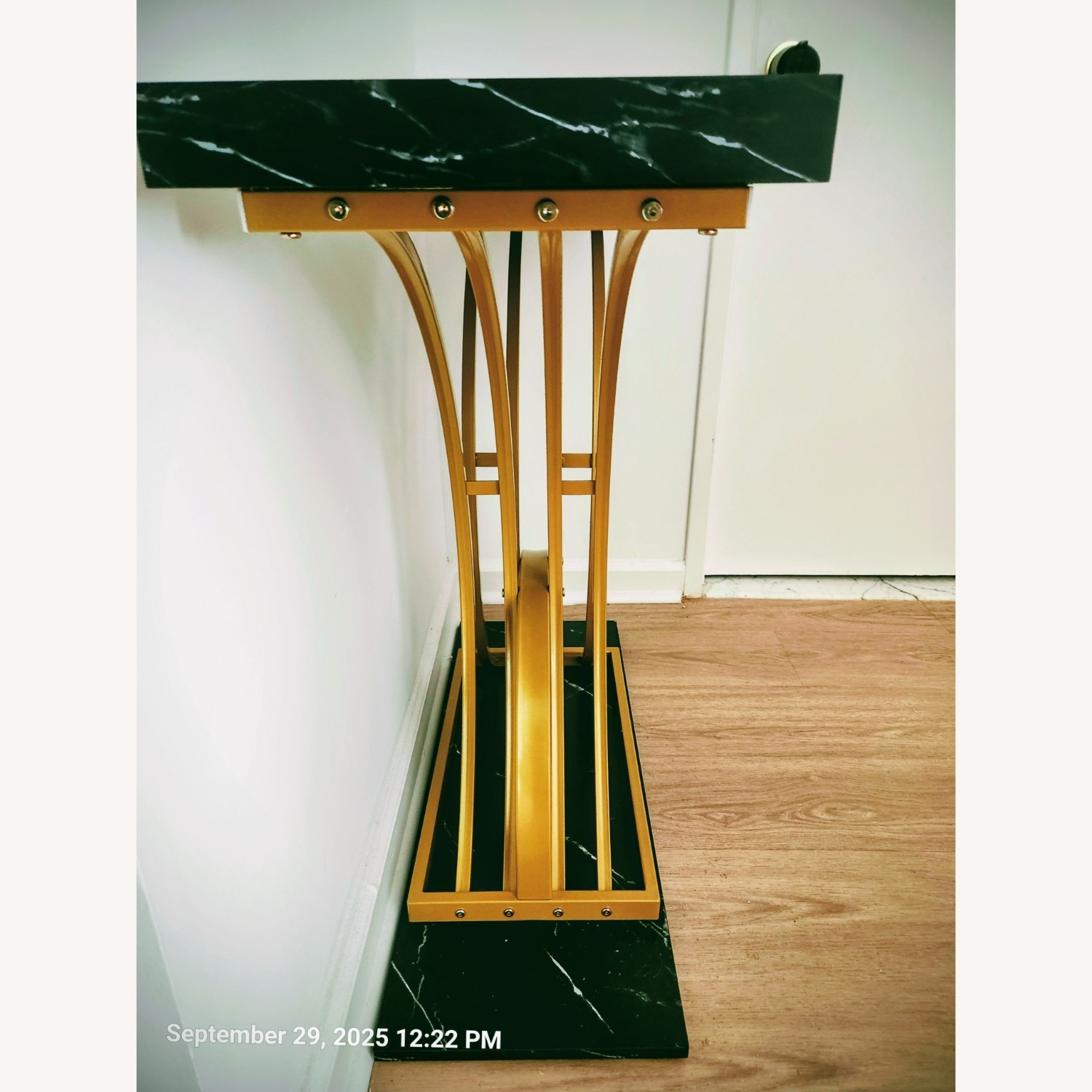 Black Faux Marble Sideboard/Gold Accents - image-3
