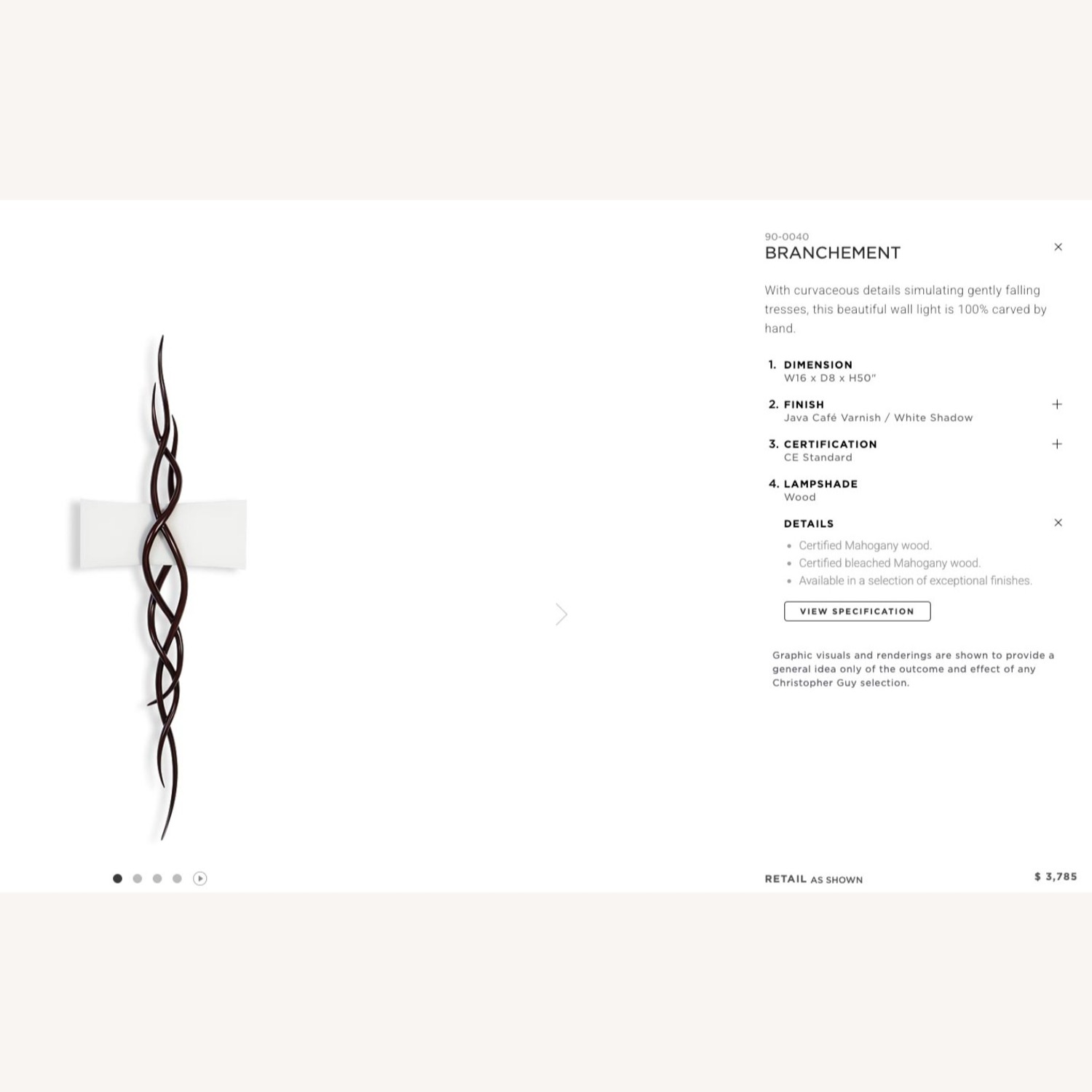 Christopher Guy Dark Brown Wood Wall Lamp - image-3