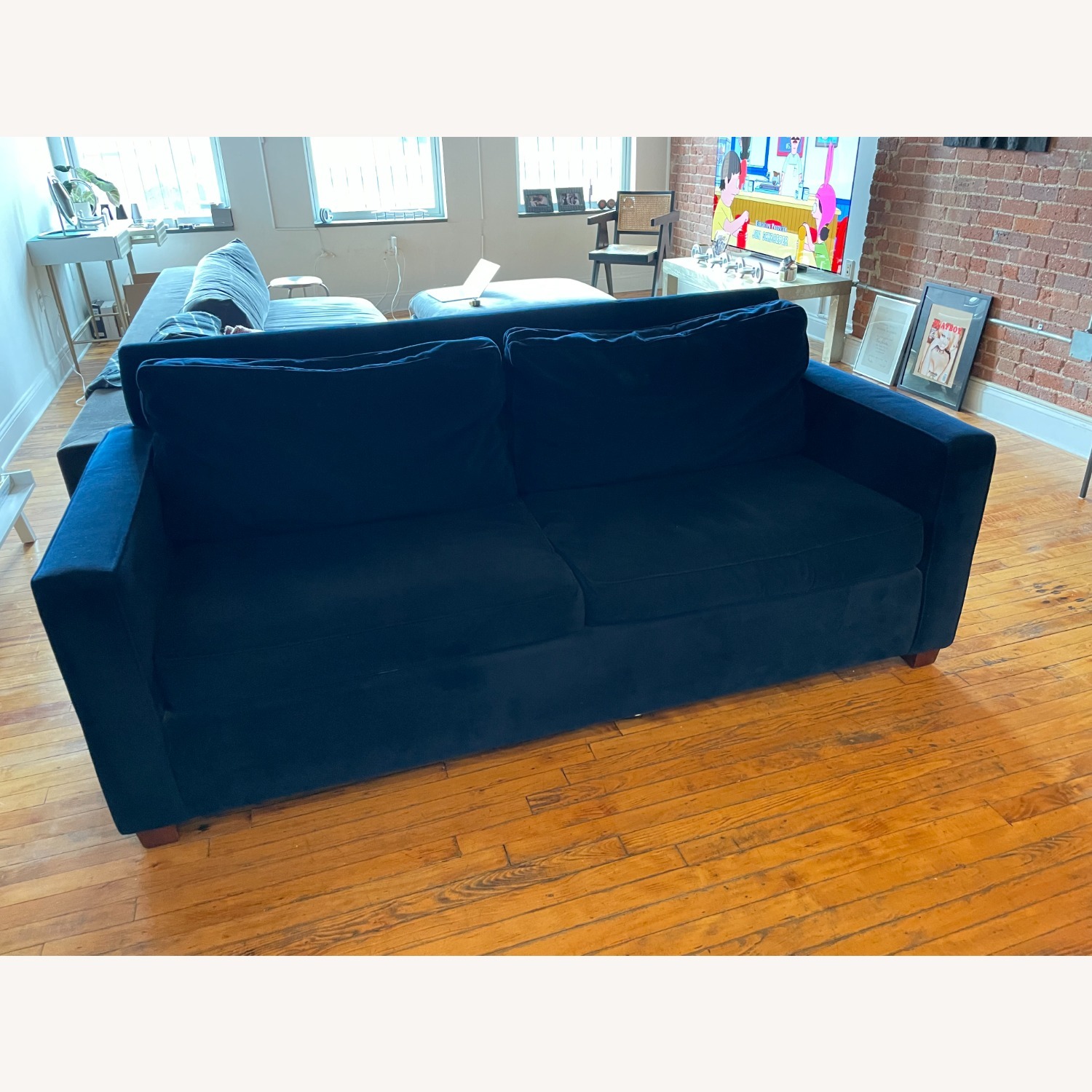 West Elm Blue Sleeper Sofa - image-1