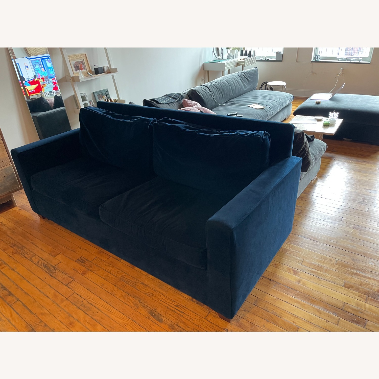 West Elm Blue Sleeper Sofa - image-2
