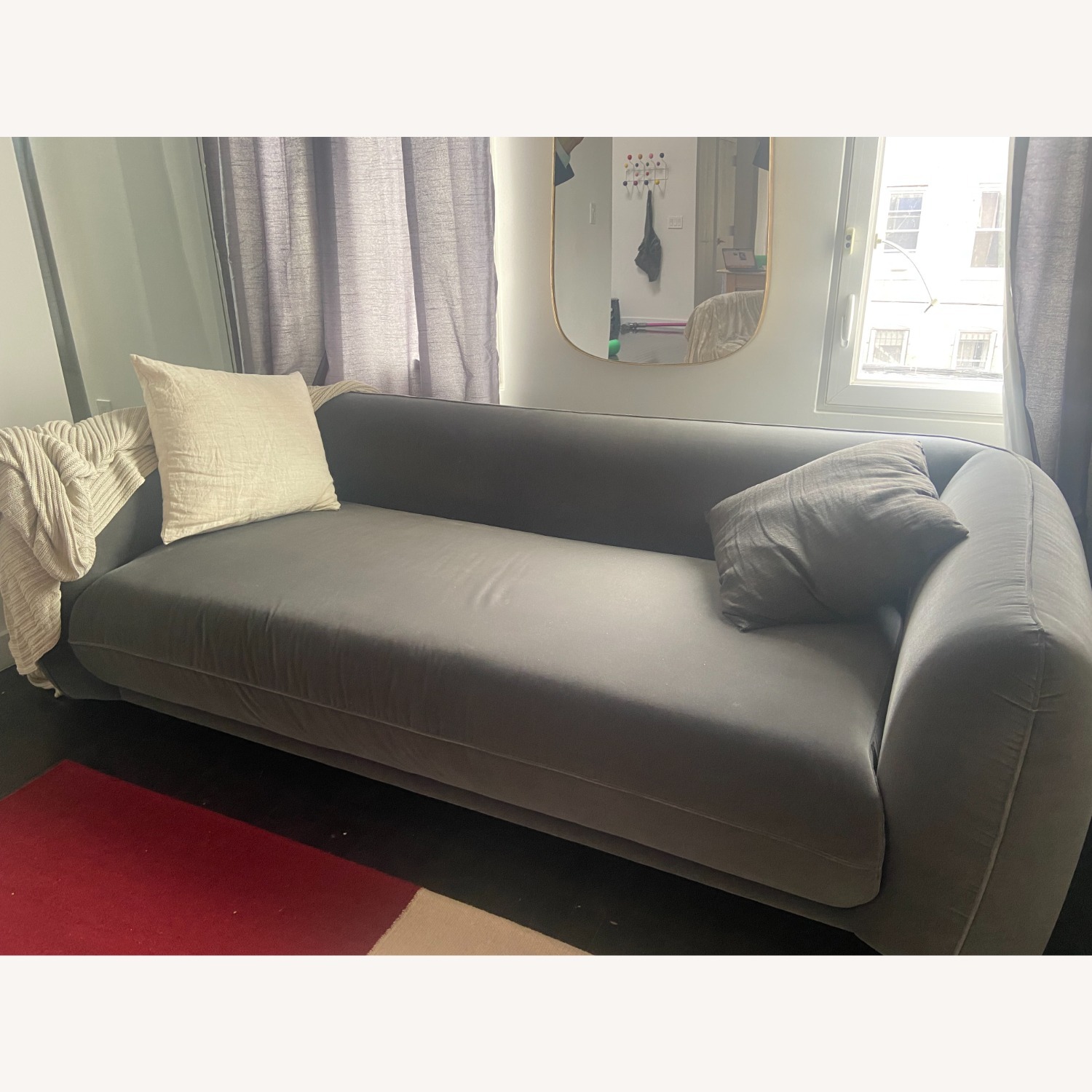 CB2 Valmar Grey Velvet Sofa - image-3