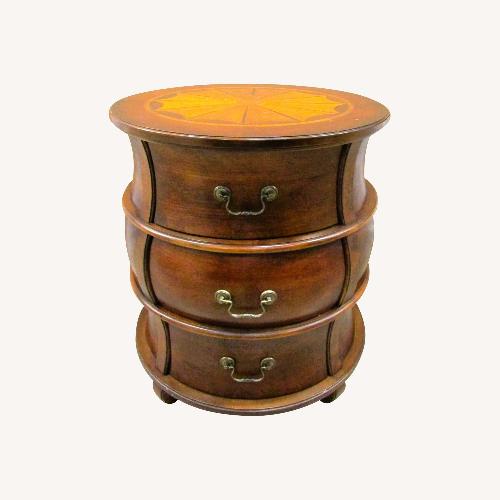 Used Butler Traditional Round Wooden Barrel Table for sale on AptDeco
