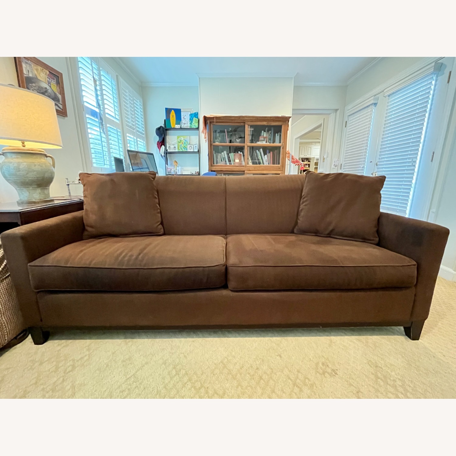 Rowe Martin Dark Brown Fabric 3+ Seater Sofa - image-1