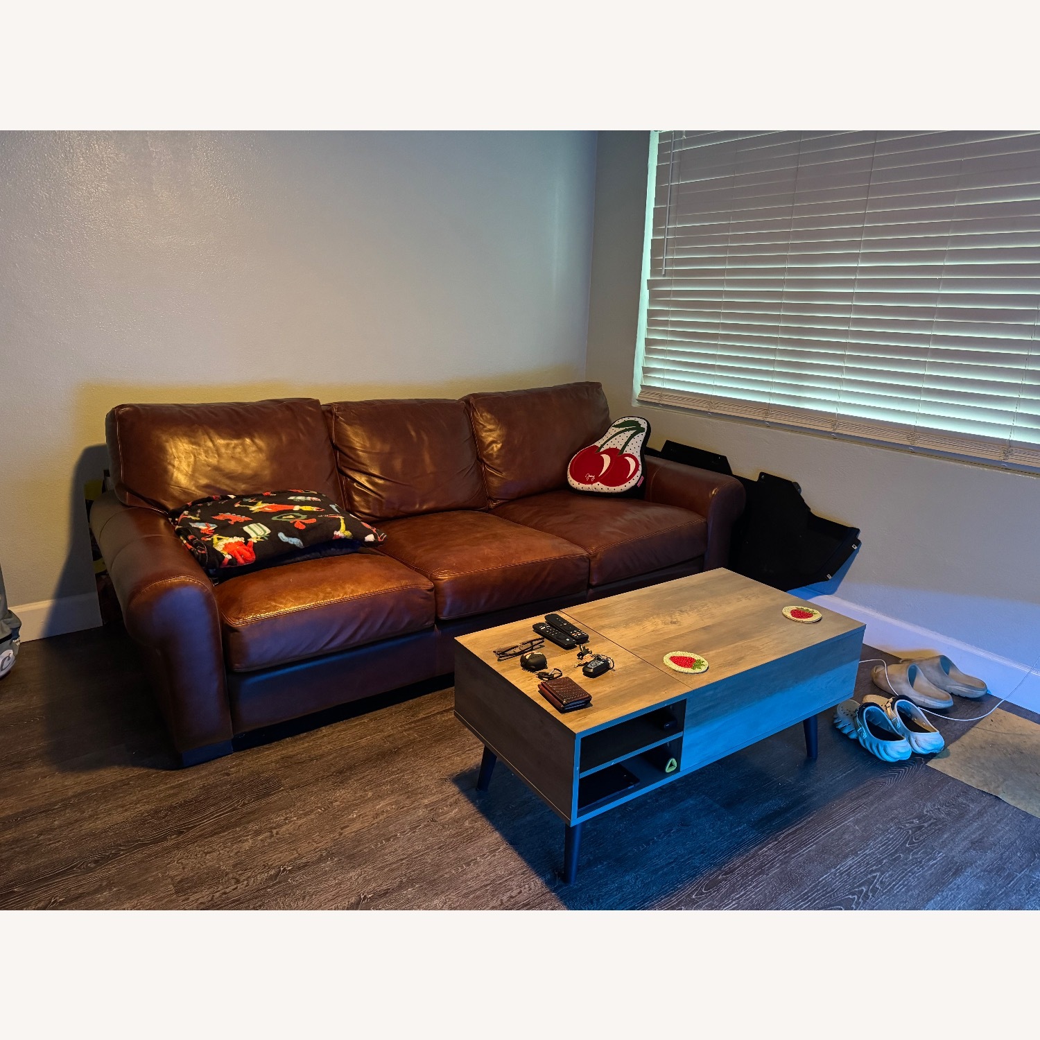 Pottery Barn Dark Brown Leather 3+ Seater Sofa - image-2