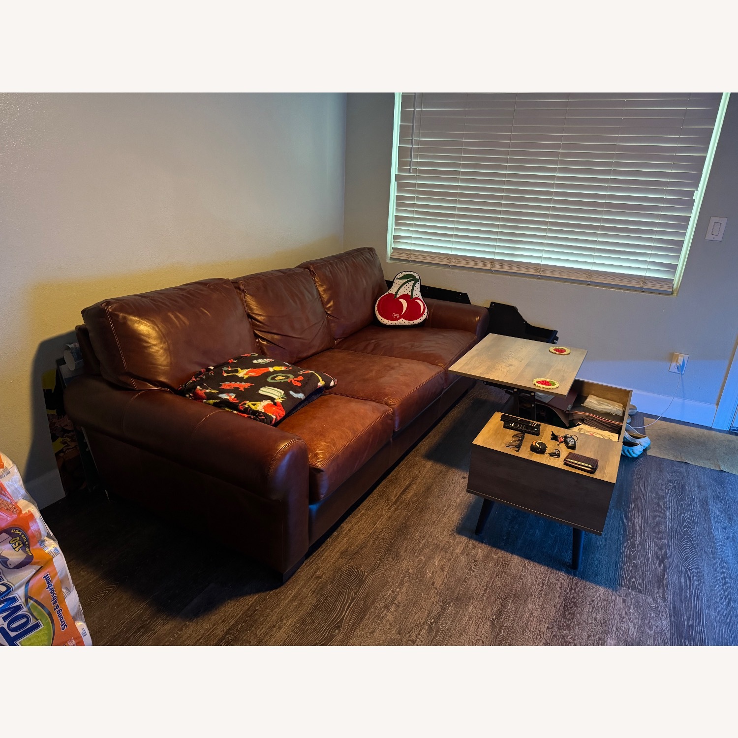 Pottery Barn Dark Brown Leather 3+ Seater Sofa - image-3