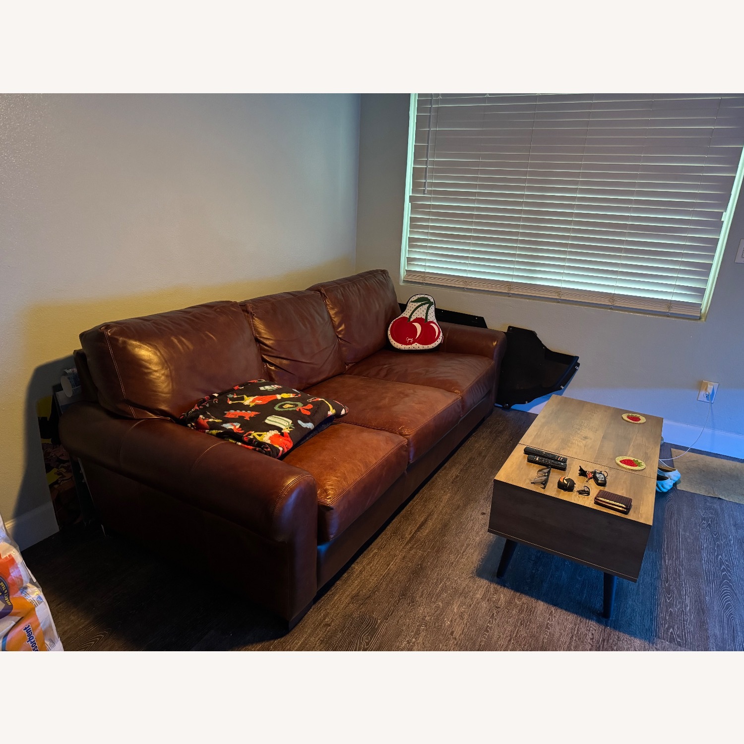 Pottery Barn Dark Brown Leather 3+ Seater Sofa - image-1