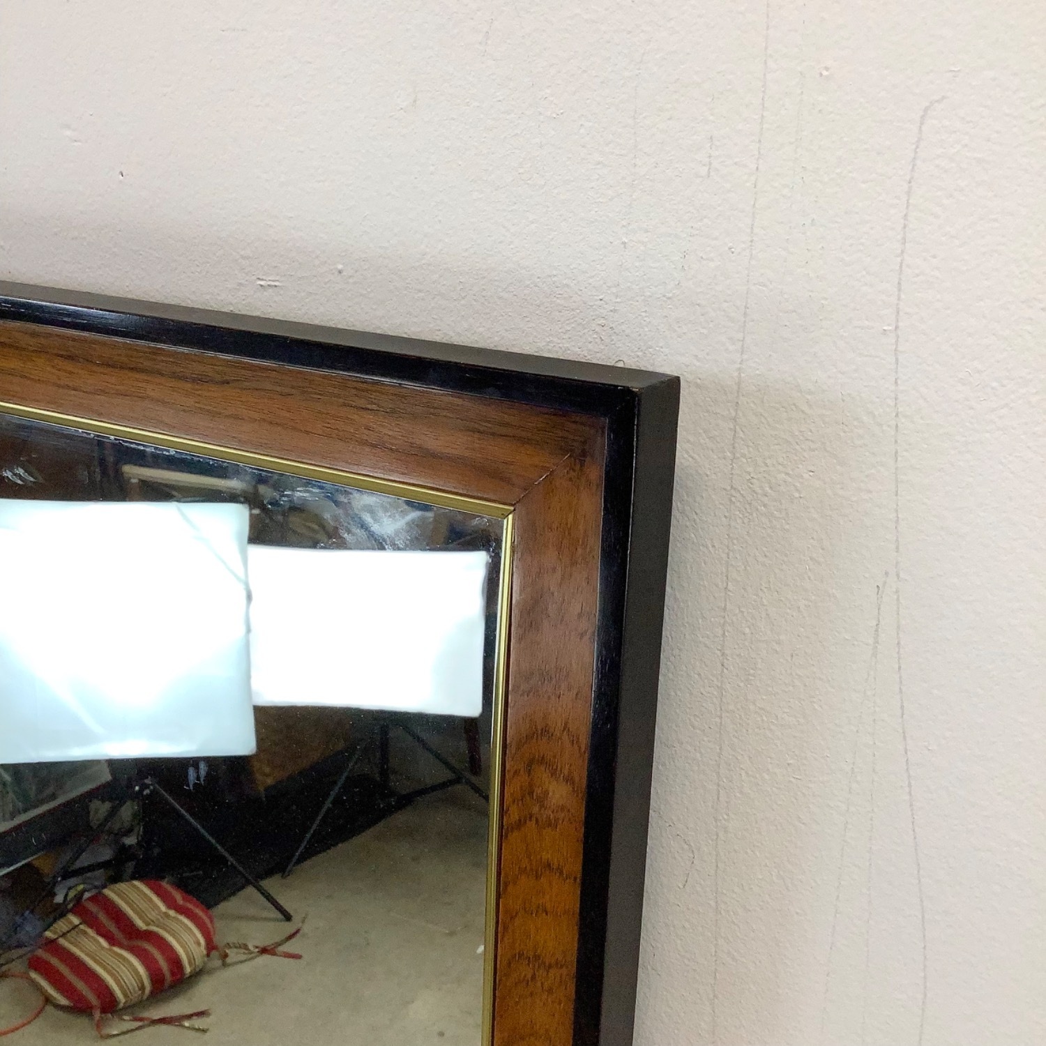 Vintage Drexel Heritage Burl and Brass Wall Mirror - image-8
