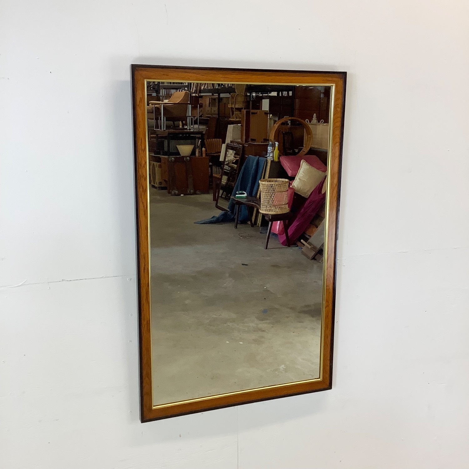 Vintage Drexel Heritage Burl and Brass Wall Mirror - image-4