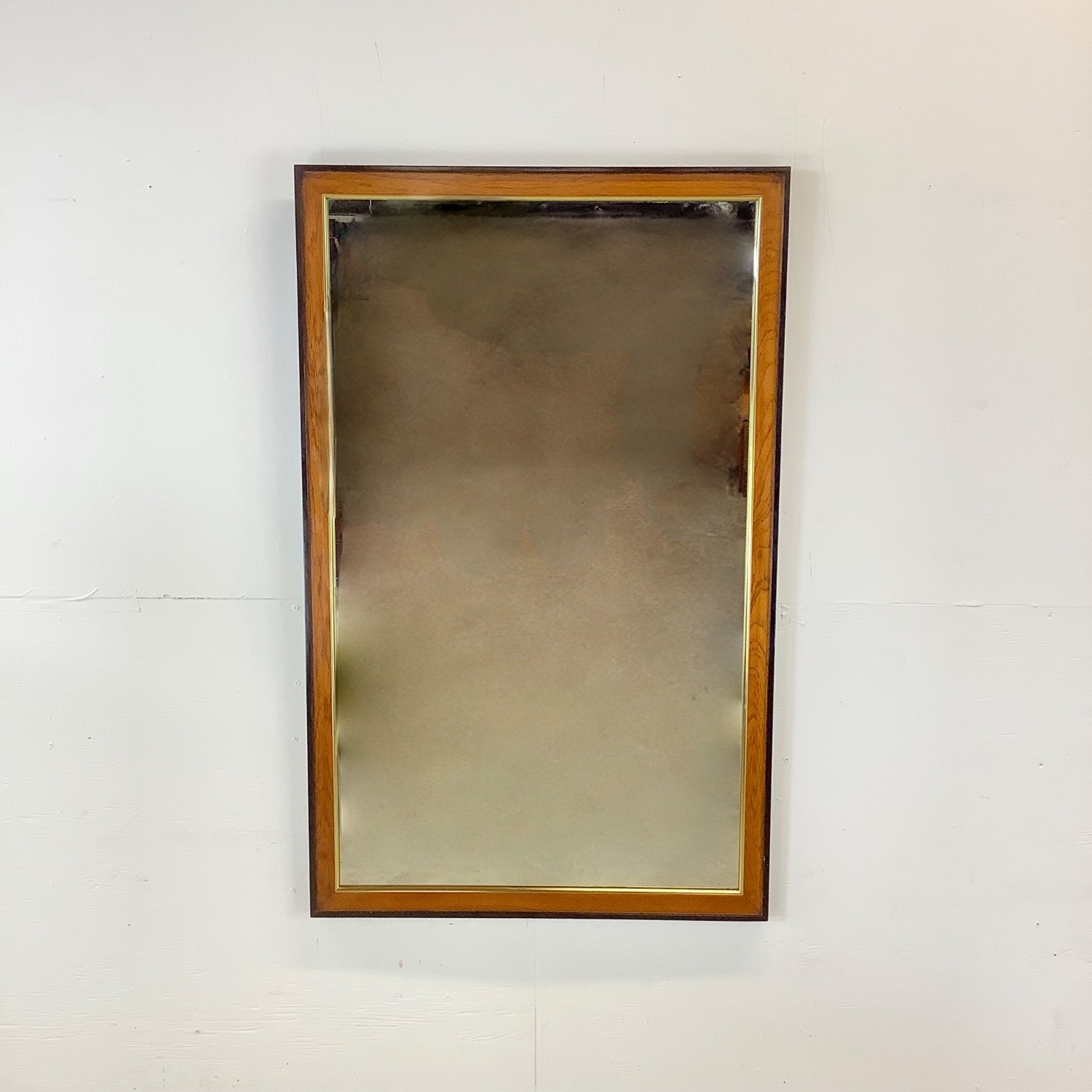 Vintage Drexel Heritage Burl and Brass Wall Mirror - image-0