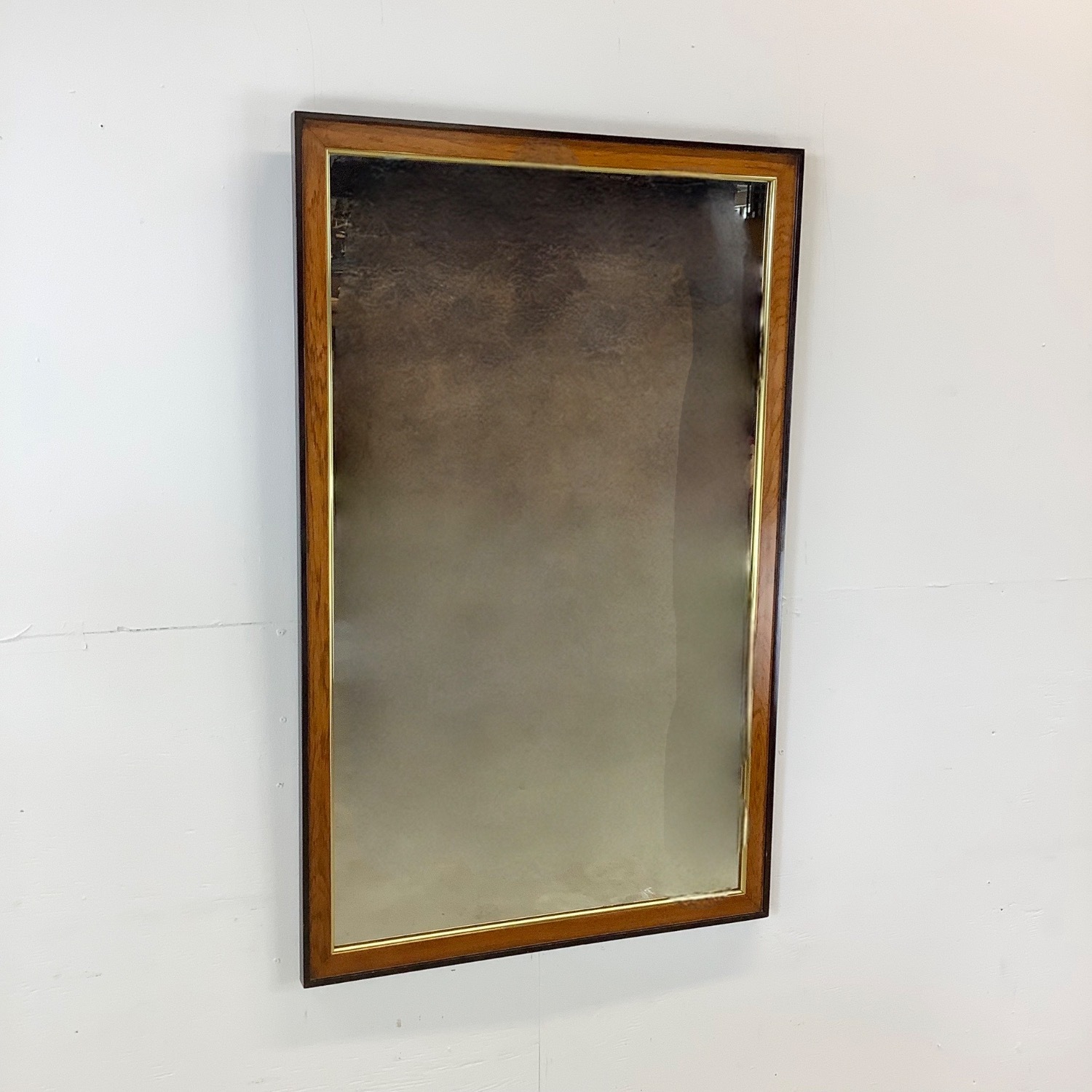 Vintage Drexel Heritage Burl and Brass Wall Mirror - image-1