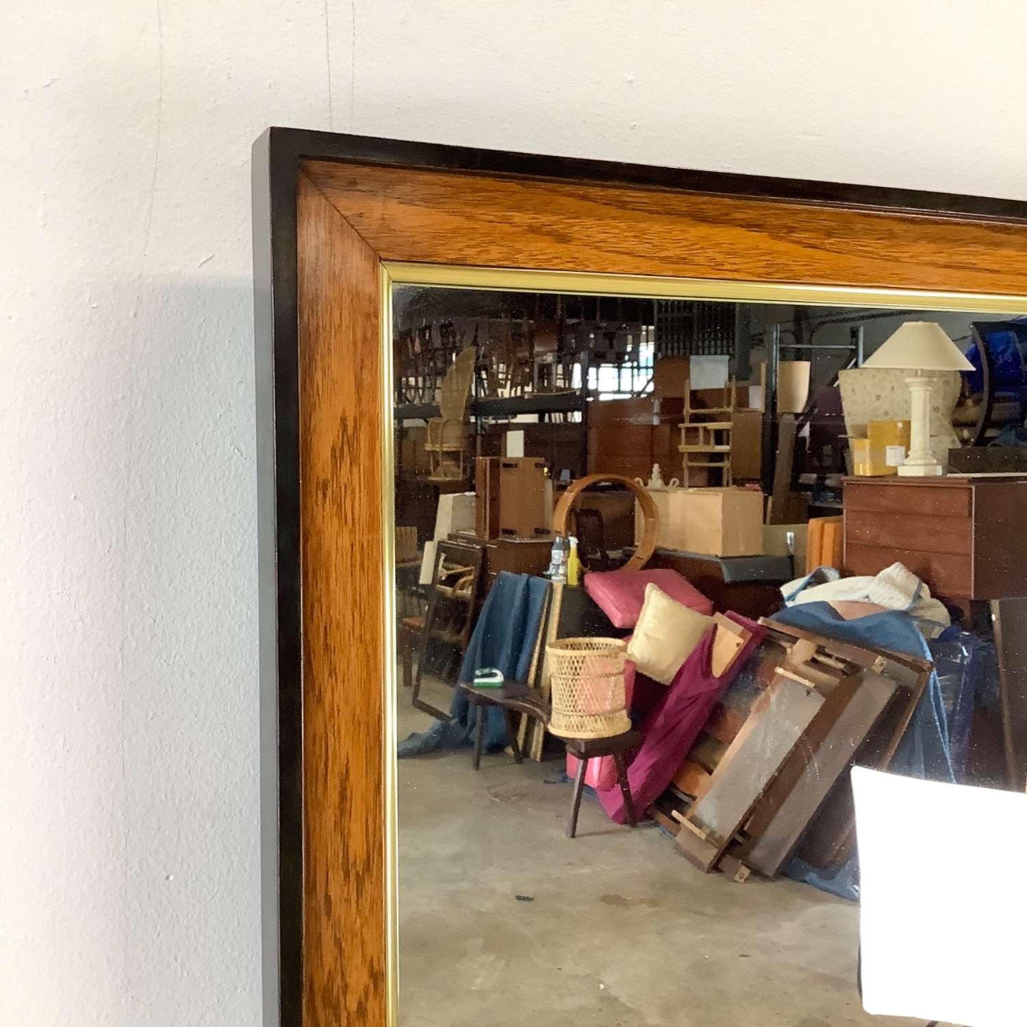 Vintage Drexel Heritage Burl and Brass Wall Mirror - image-6