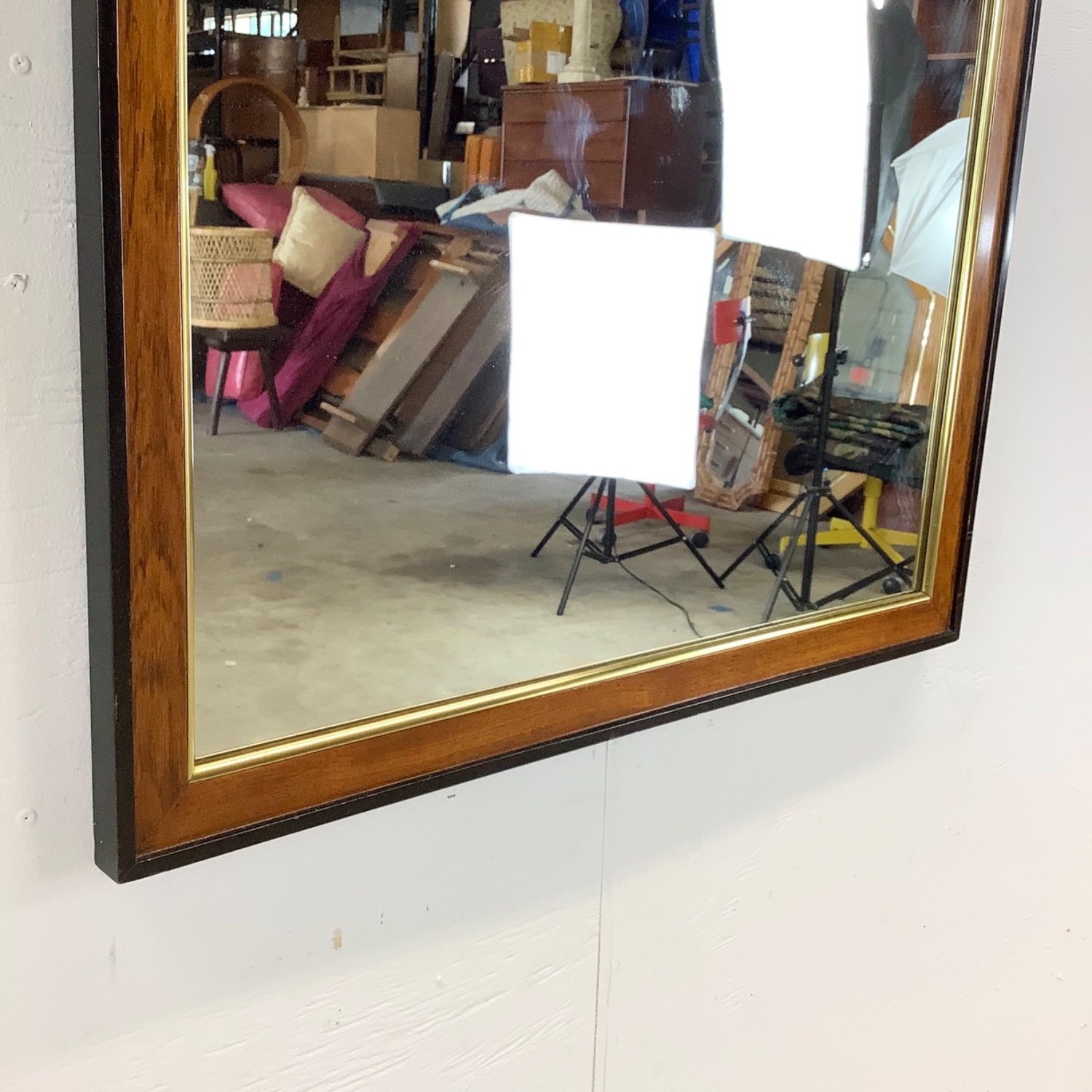Vintage Drexel Heritage Burl and Brass Wall Mirror - image-7