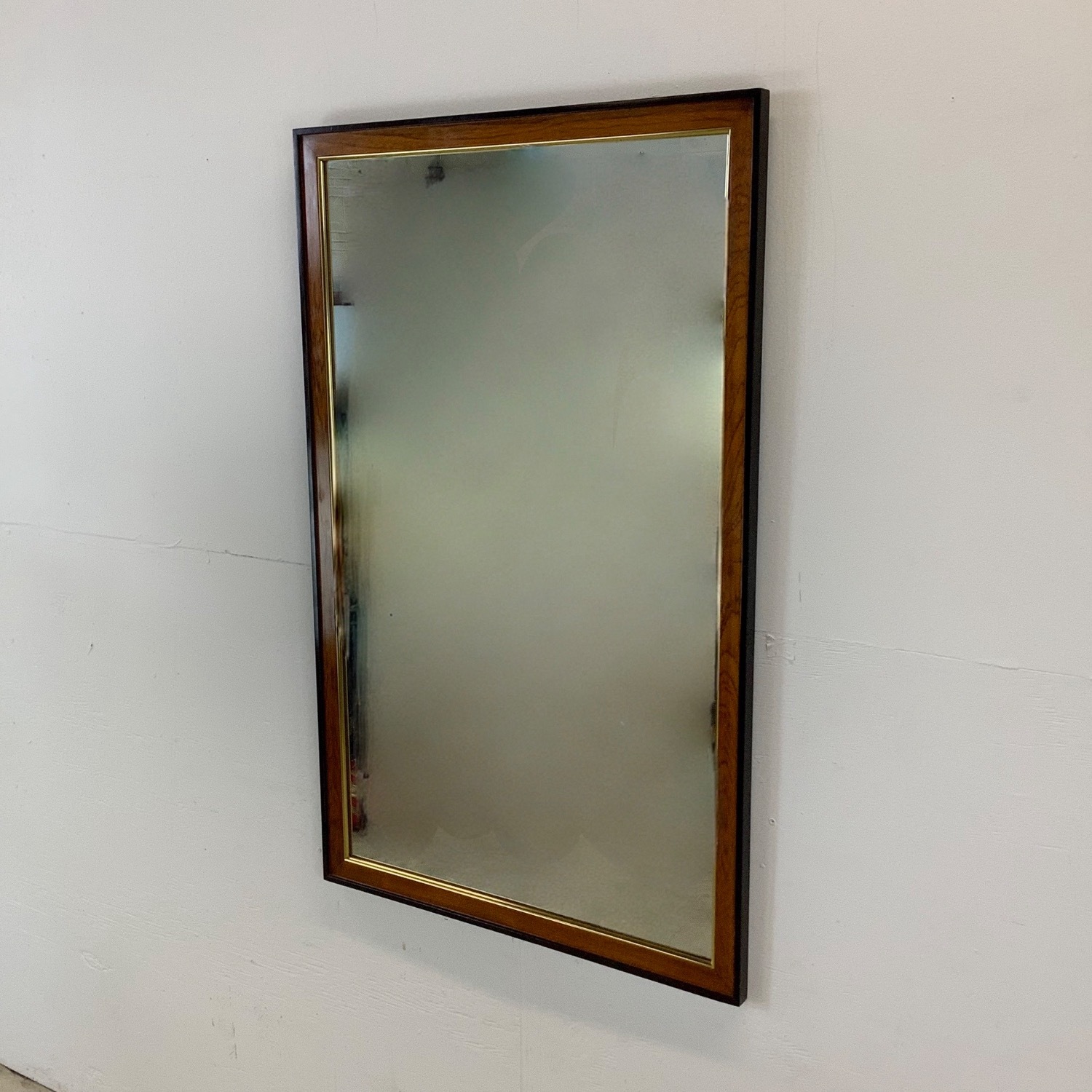 Vintage Drexel Heritage Burl and Brass Wall Mirror - image-3