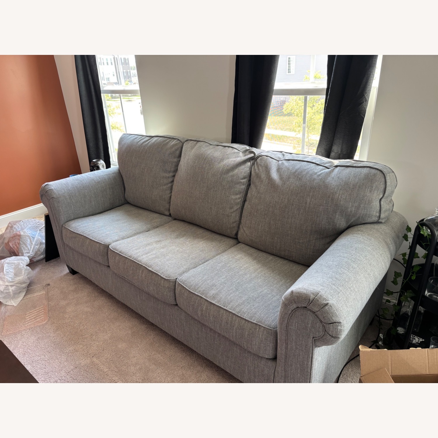 Ashley Furniture Light Gray Fabric 3+ Seater Sofa - image-3