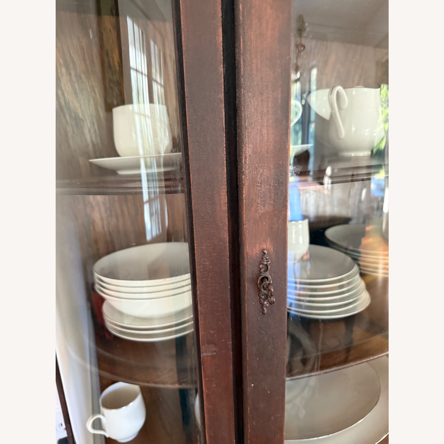 Antique Dark Brown Wood Sideboard - image-7