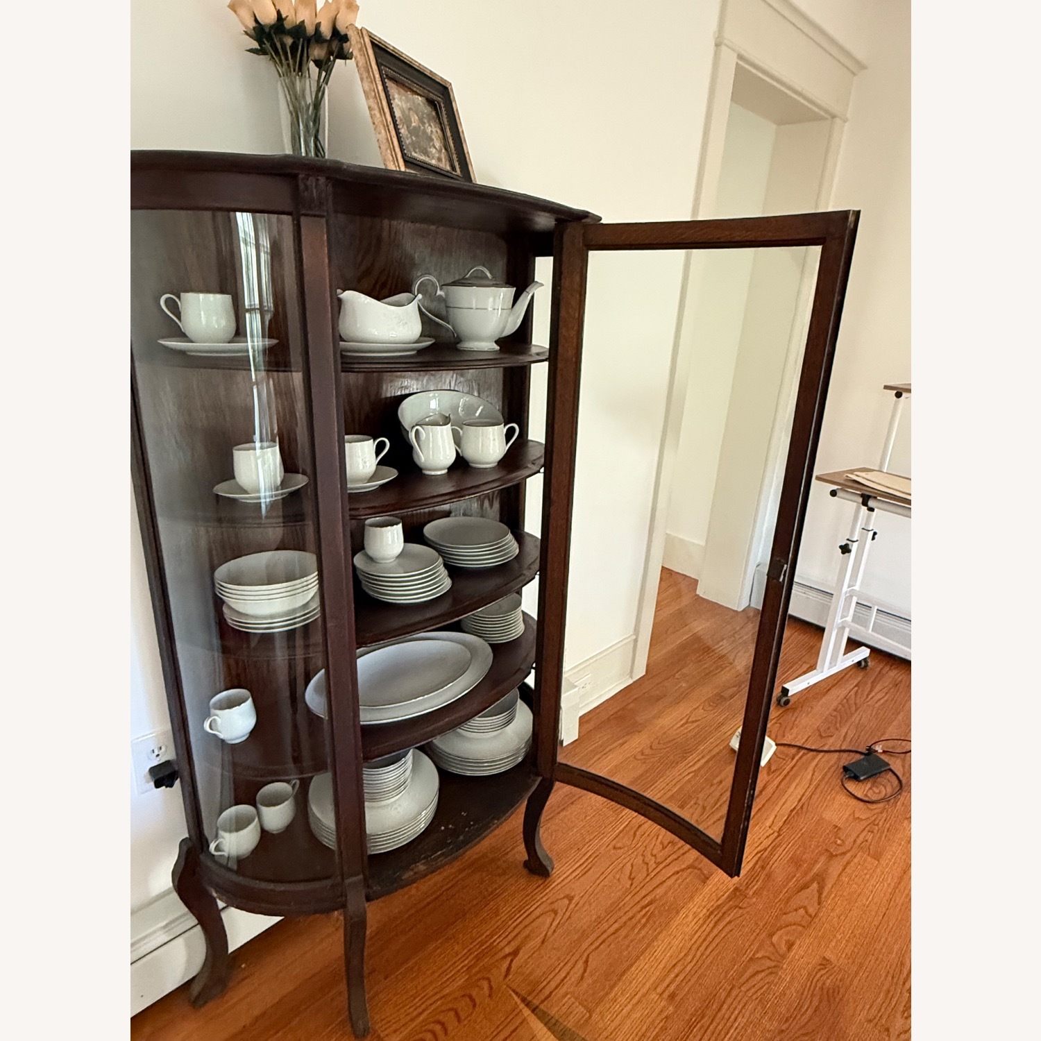 Antique Dark Brown Wood Sideboard - image-1