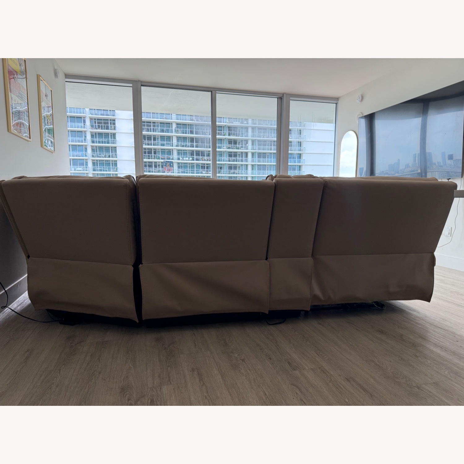 City Natural Leather 3+ Piece Sectional - image-7