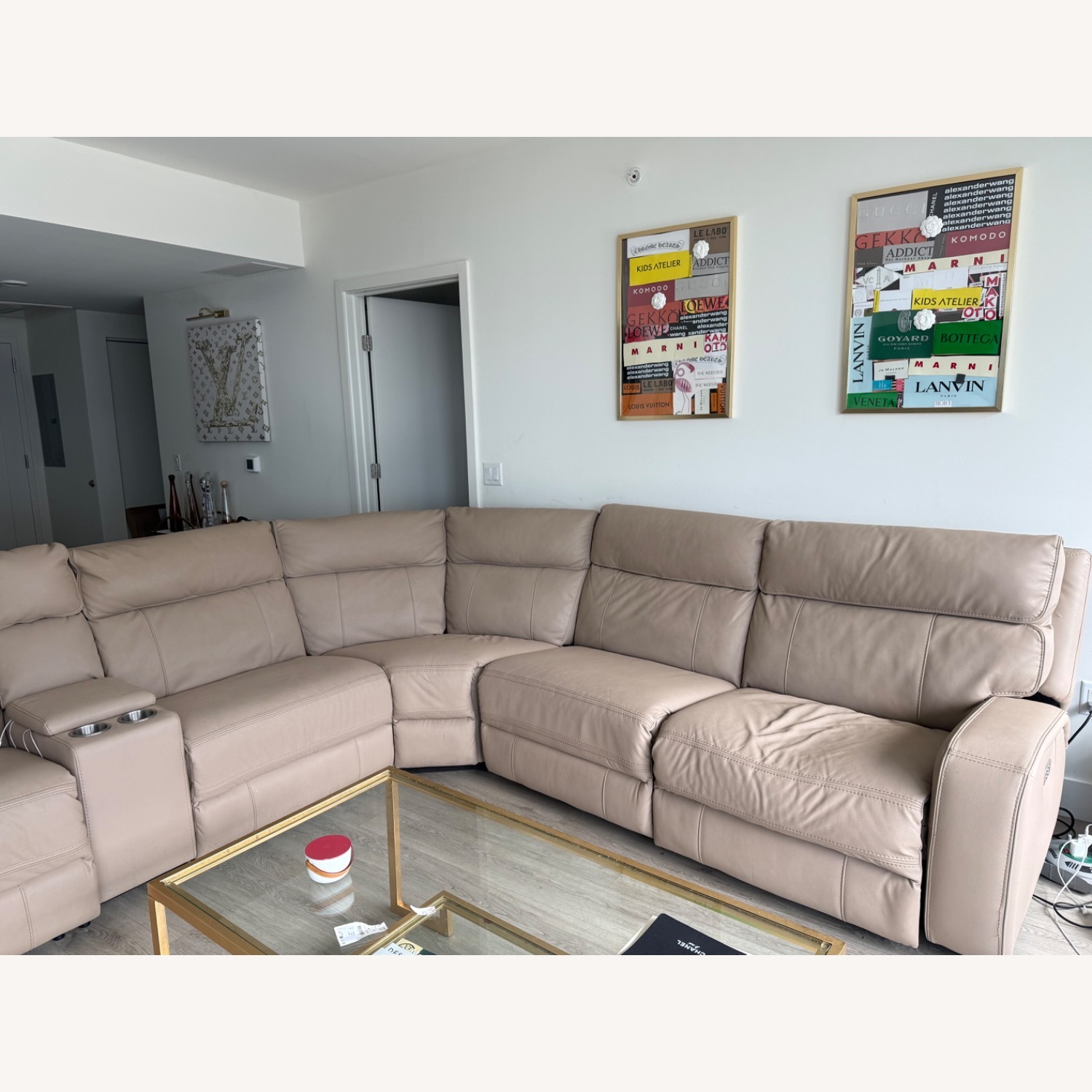 City Natural Leather 3+ Piece Sectional - image-1