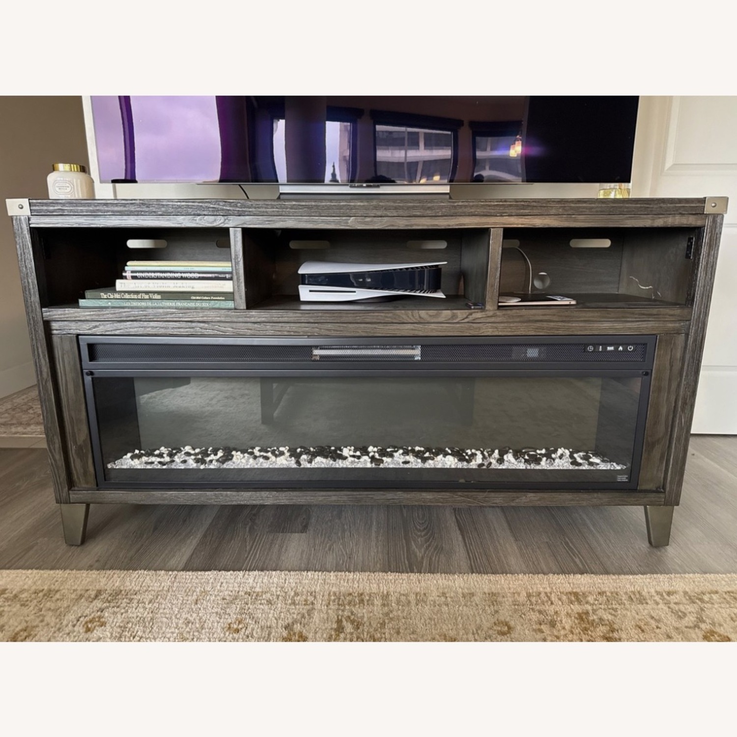 Ashley Furniture Dark Gray Wood Media Storage - image-0