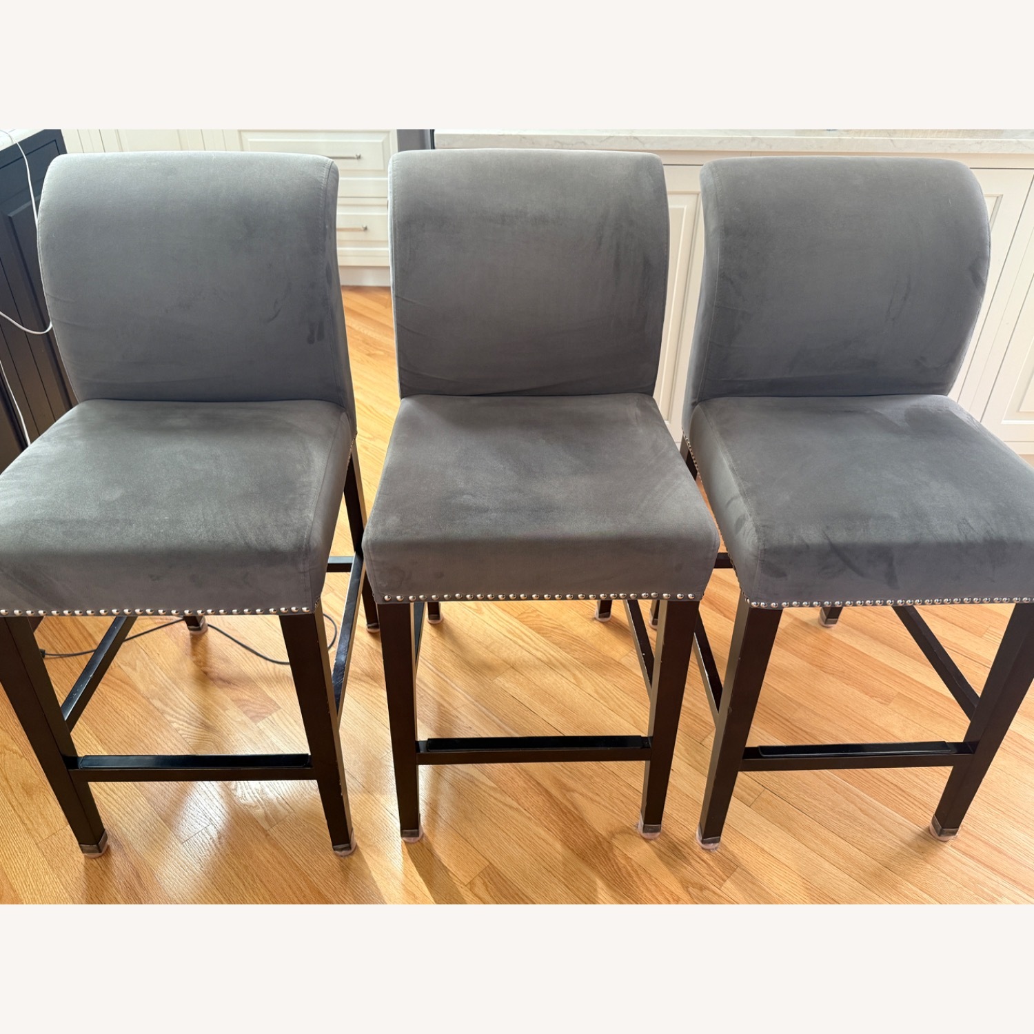 Sunpan Modern Home 5west Dark Gray Velvet Stools - image-1