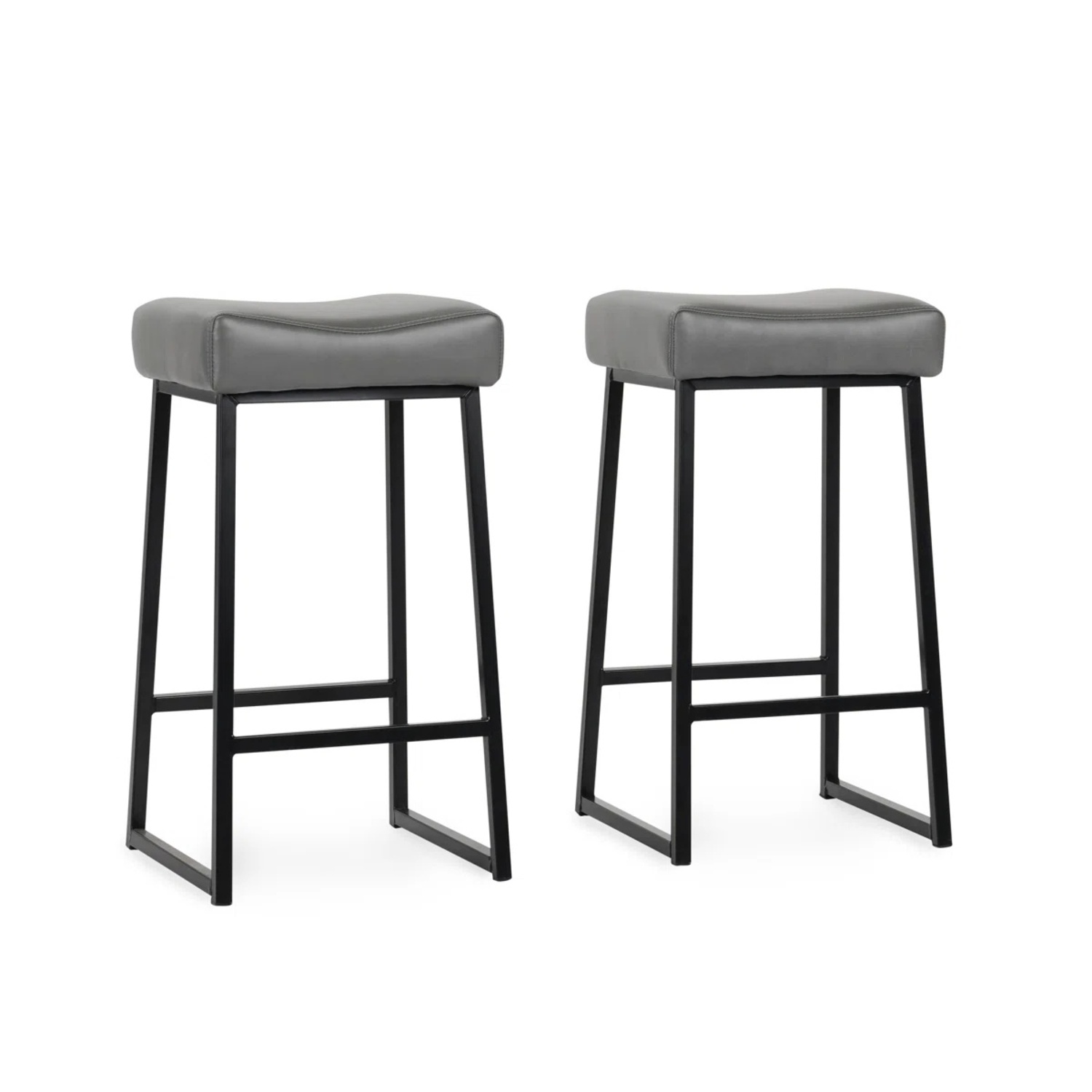 Wayfair Dark Gray Leather Stools - image-6