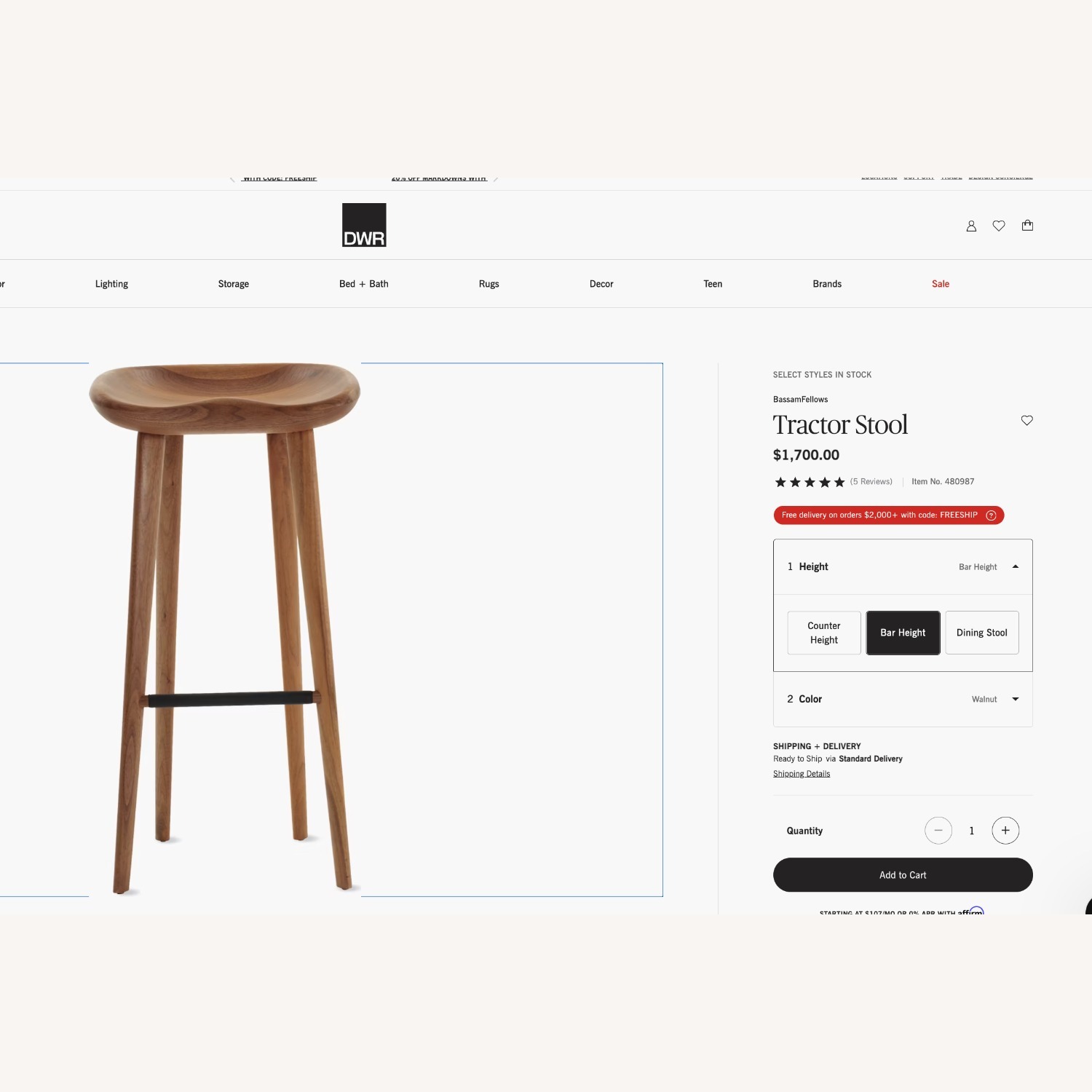 Design Within Reach Tractor Walnut Bar Stools - image-6