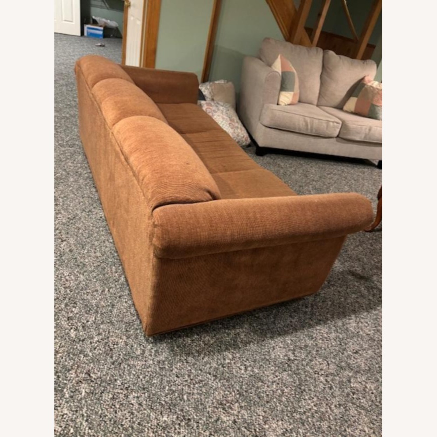 Dark Brown Fabric 3+ Seater Sofa - image-3