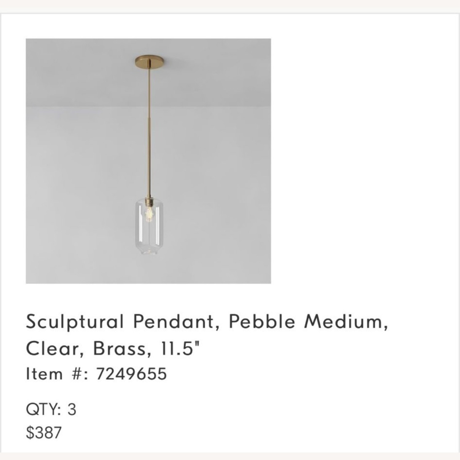 West Elm Sculptural Pebble Pendant - image-3