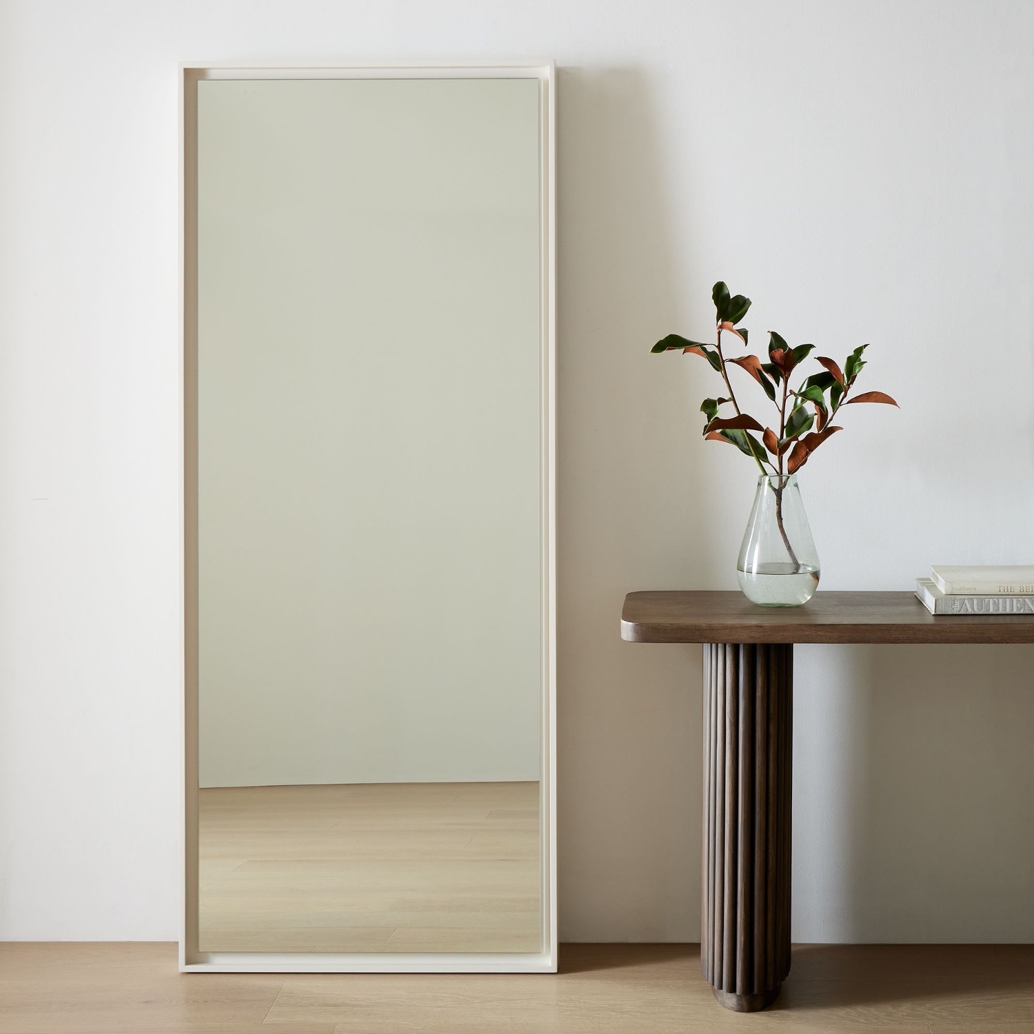 West Elm White Wood Floor Mirror - image-1