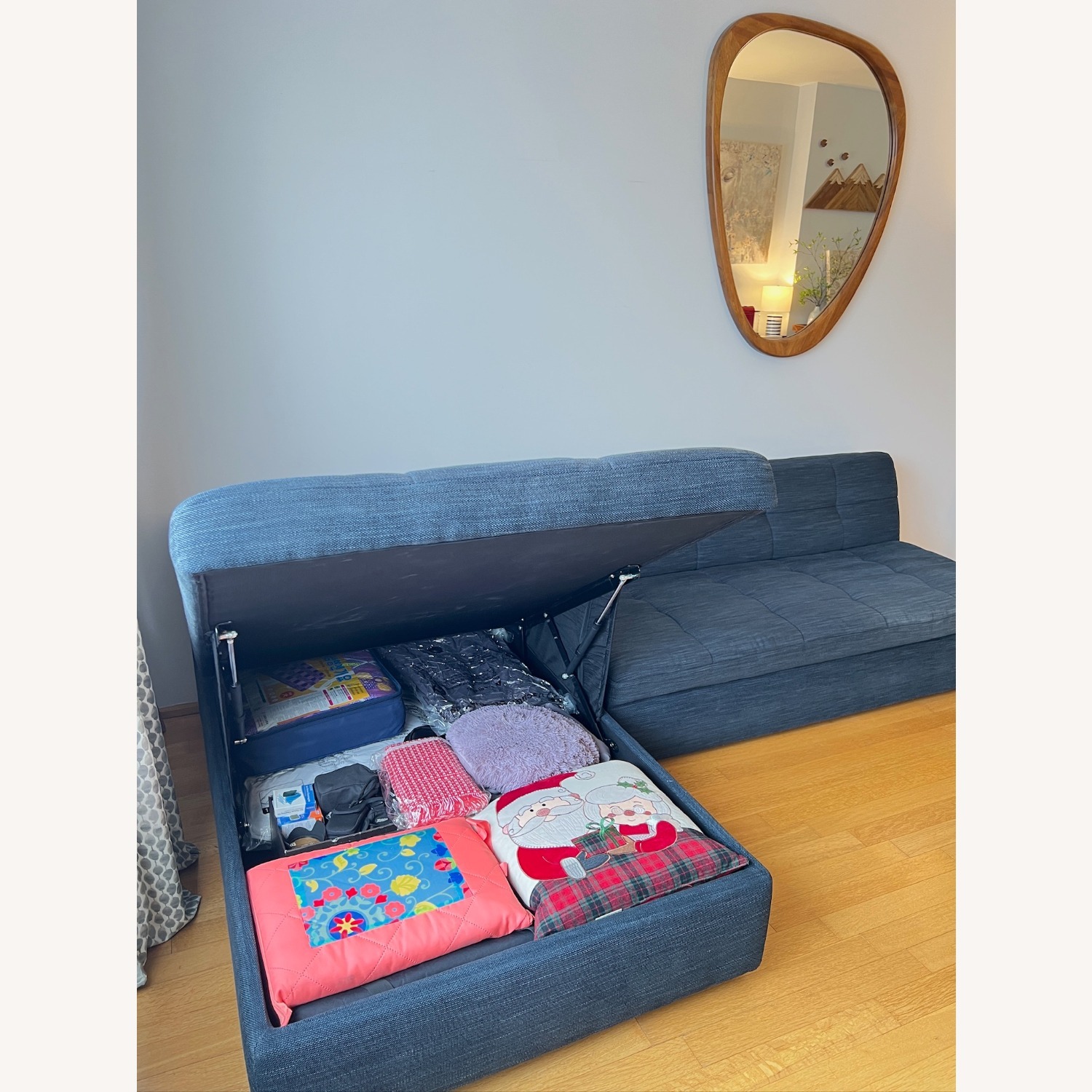 West Elm Plateau 2 piece Sectional Navy Blue - image-1