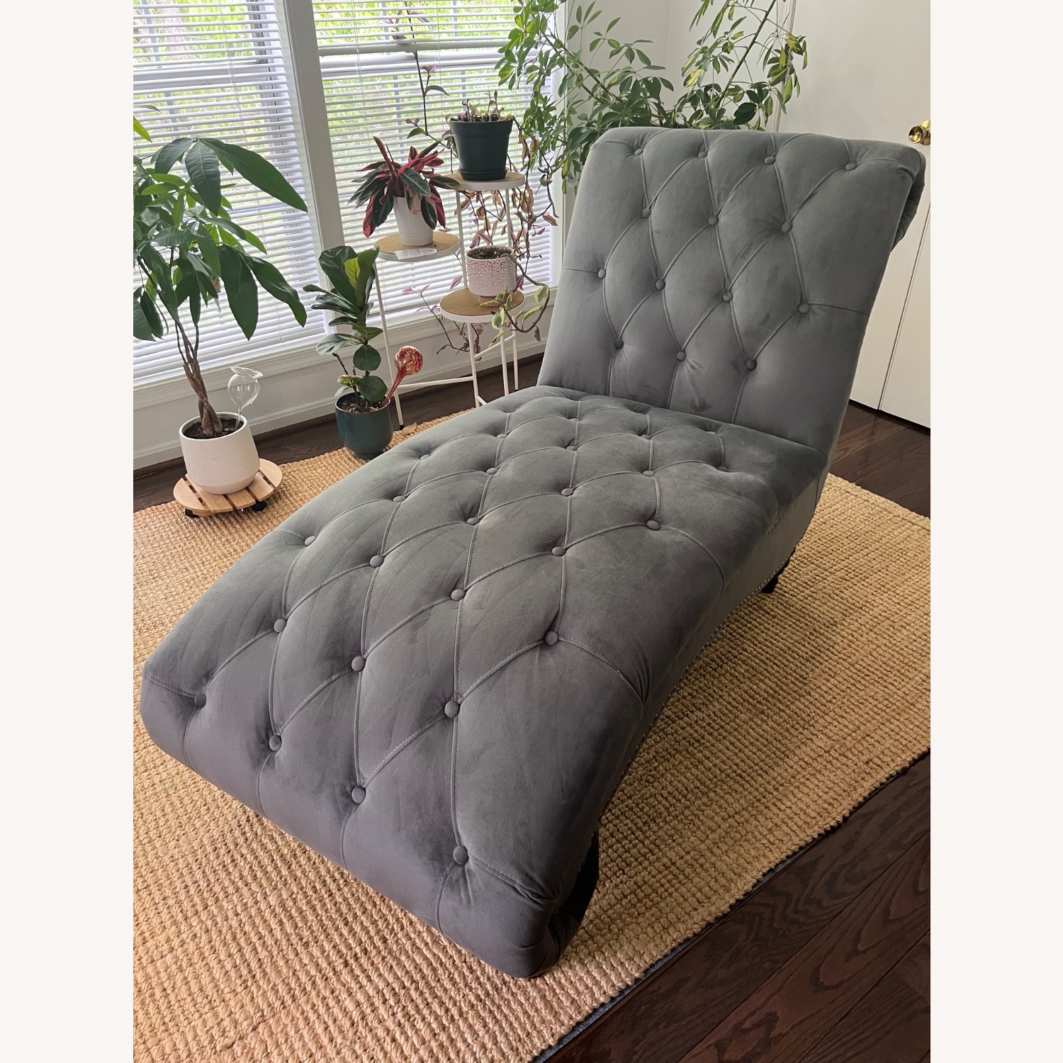 Joss & Main Dark Gray Microsuede Chaise Lounge - image-1