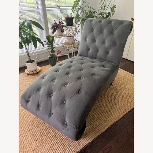 Used Joss & Main Dark Gray Microsuede Chaise Lounge for sale on AptDeco