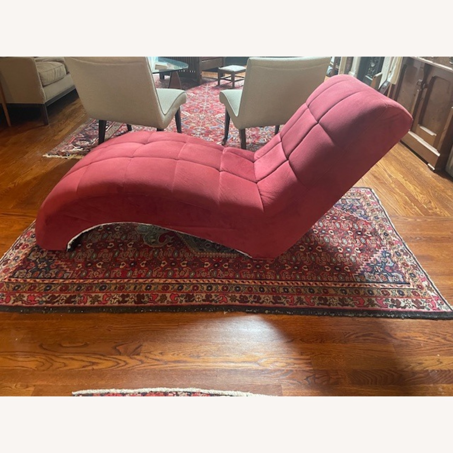 Red Fabric Chaise - image-1