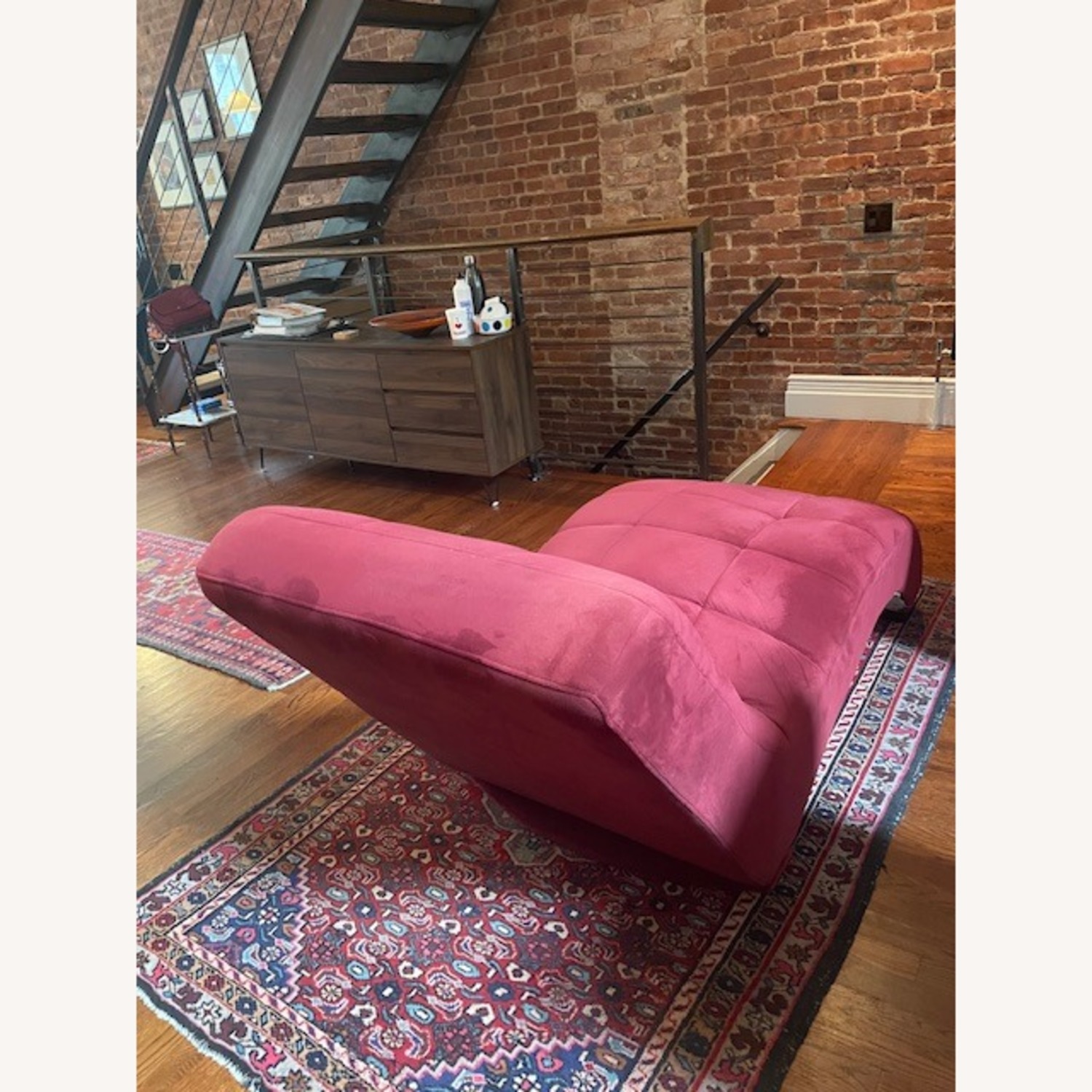 Red Fabric Chaise - image-4