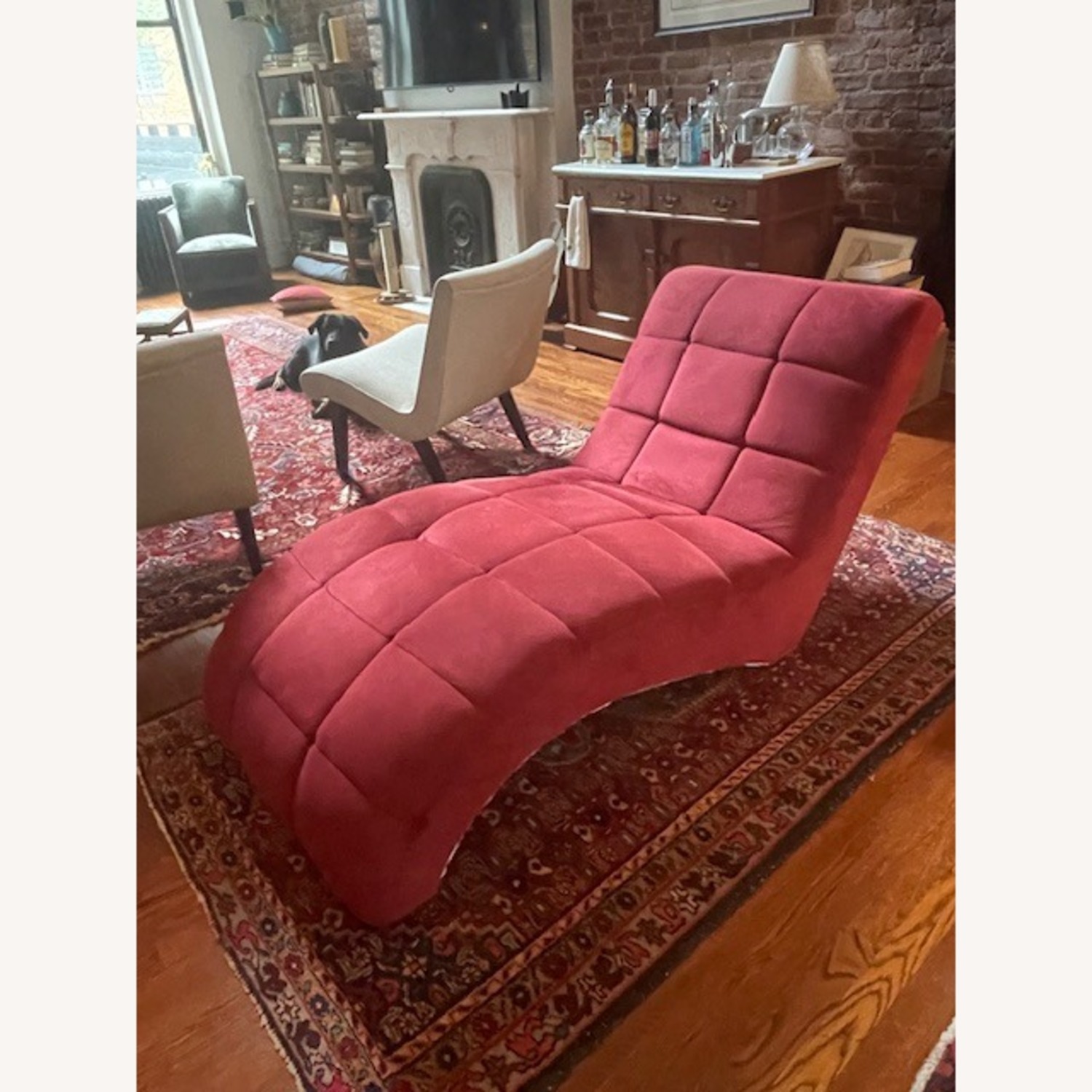 Red Fabric Chaise - image-3