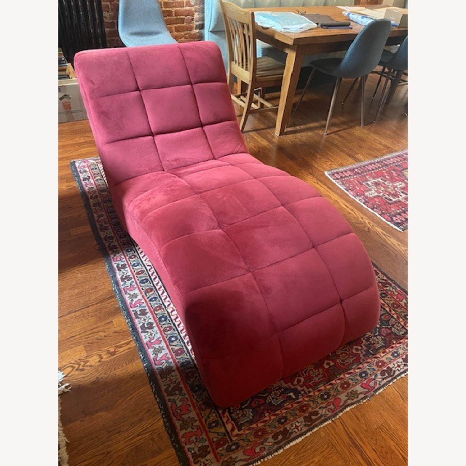 Red Fabric Chaise - image-2