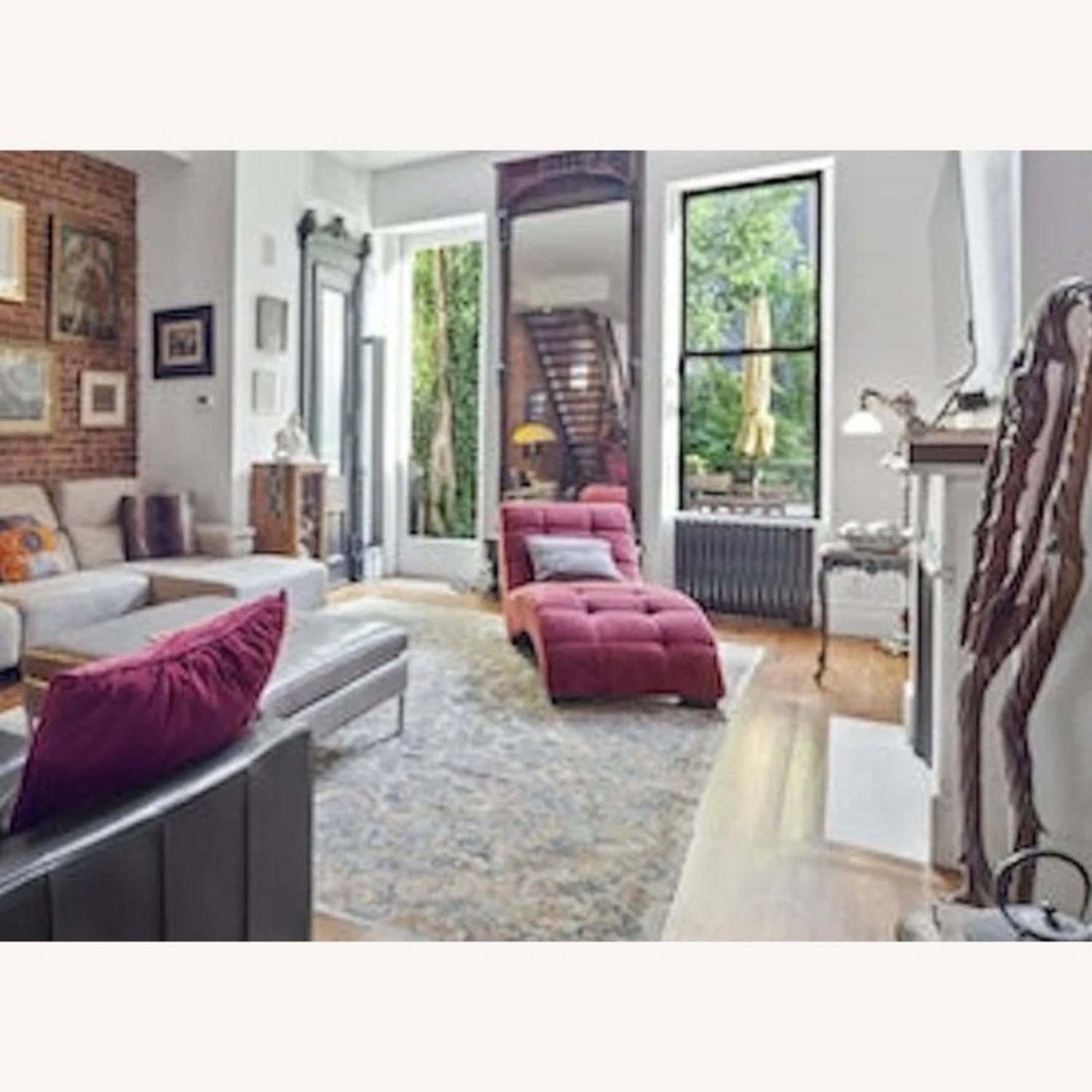 Red Fabric Chaise - image-5