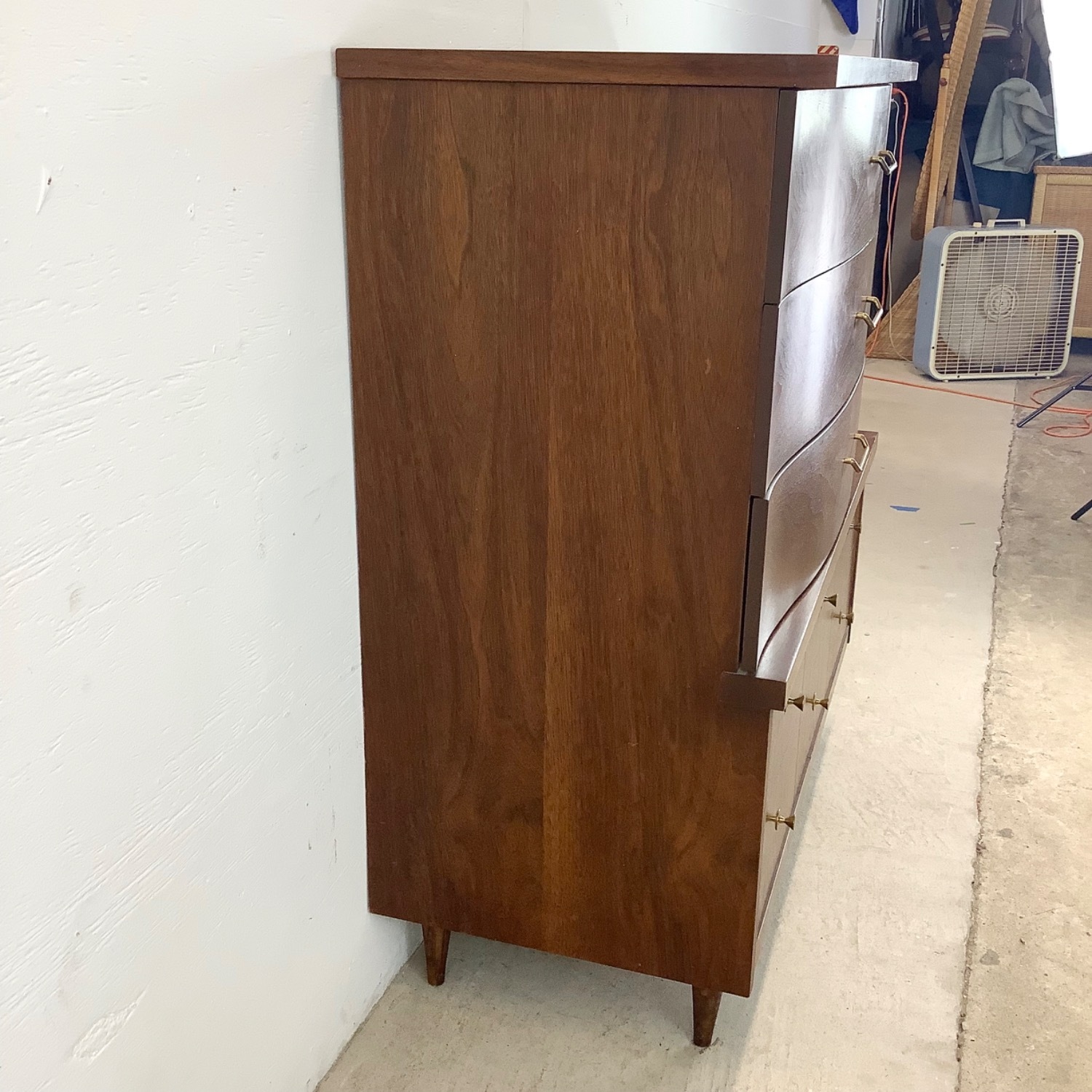 Mid-Century Walnut Highboy Dresser by Bassett - image-3