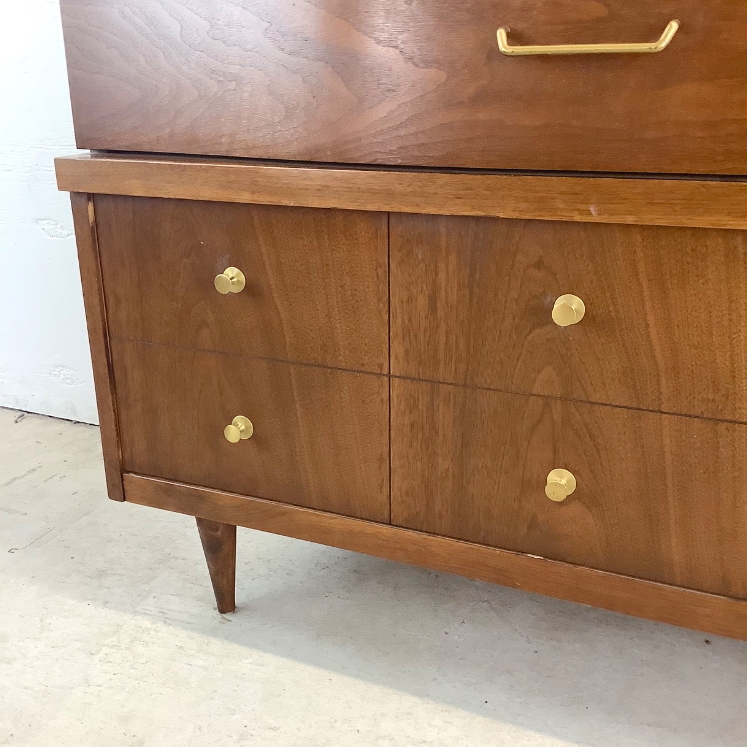 Mid-Century Walnut Highboy Dresser by Bassett - image-12