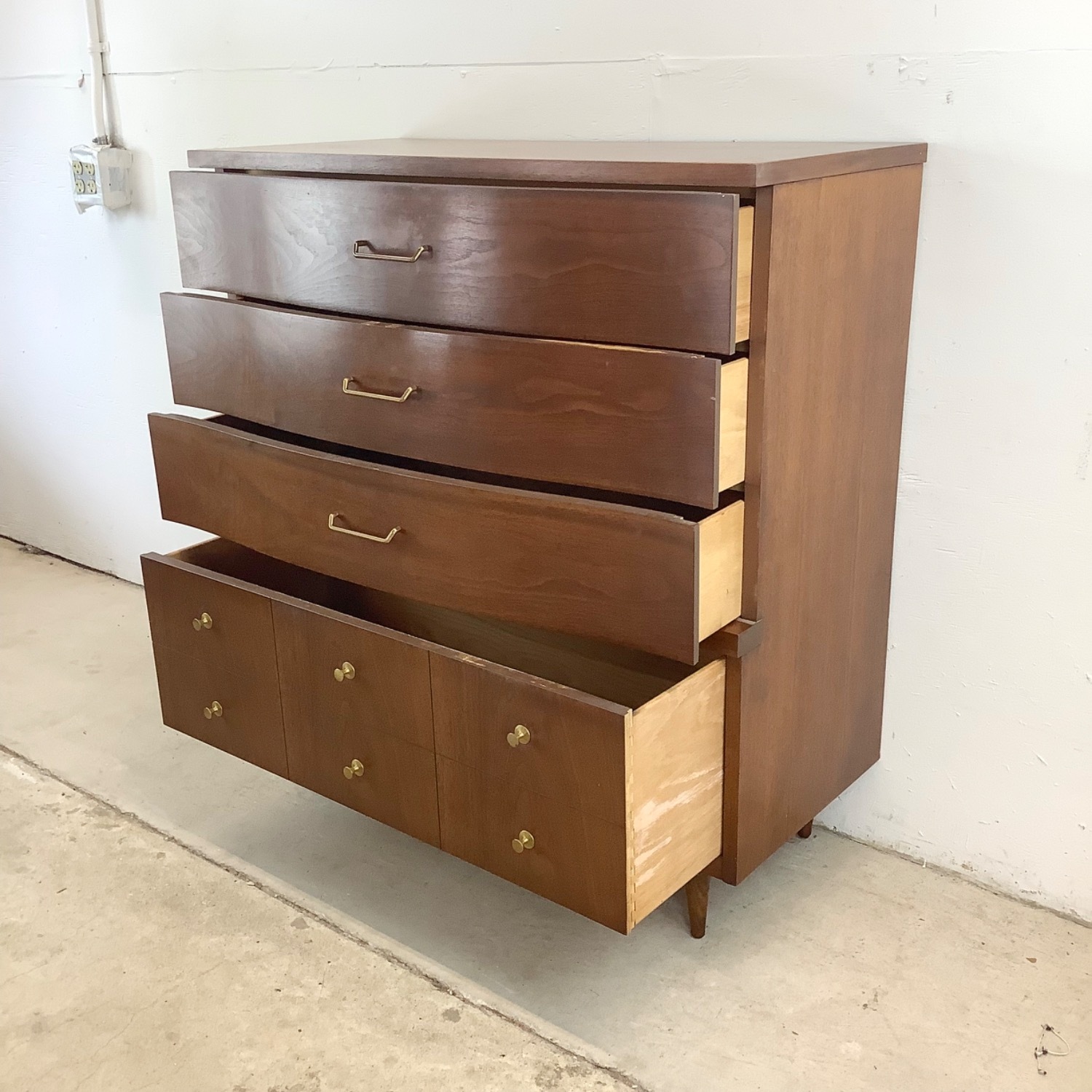 Mid-Century Walnut Highboy Dresser by Bassett - image-6