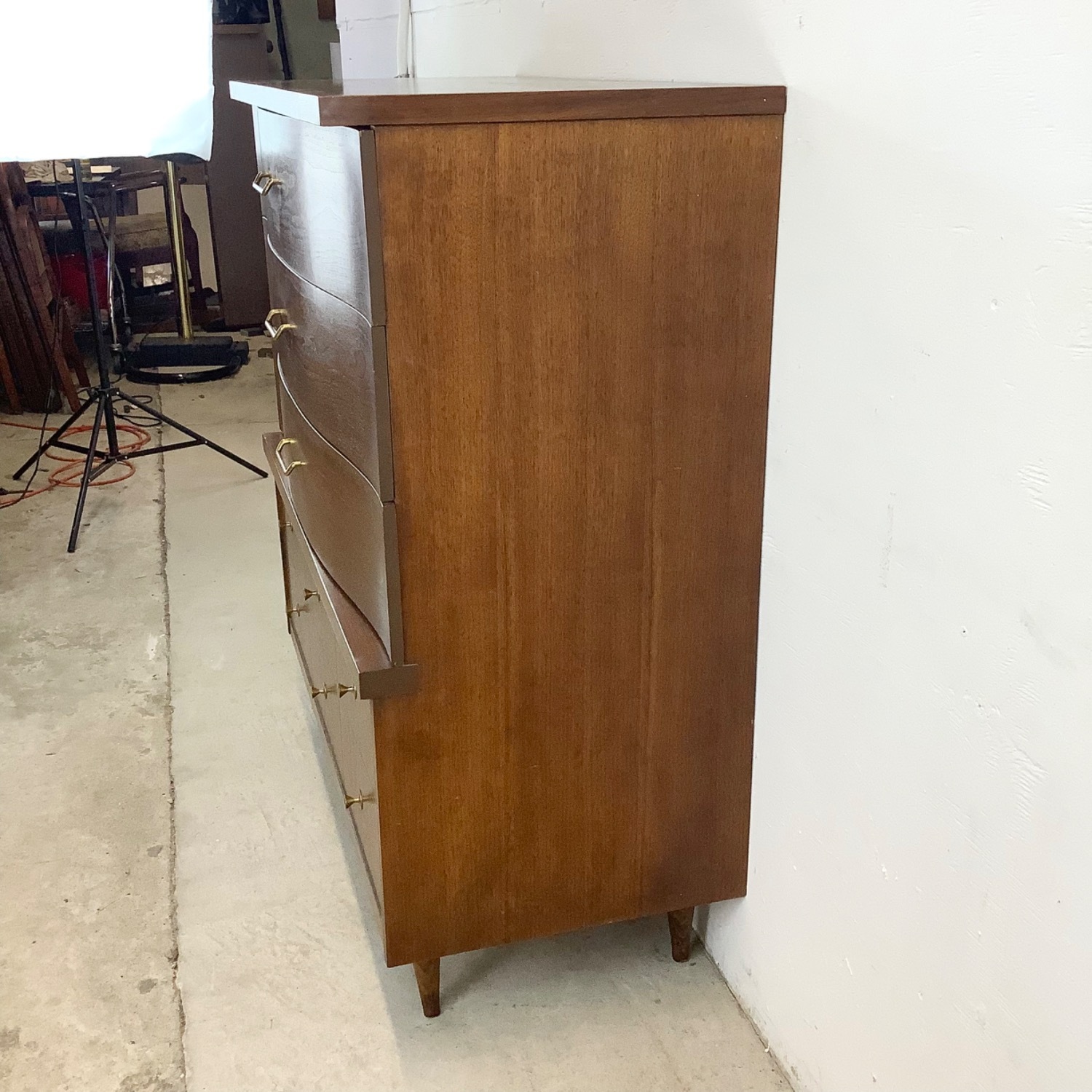 Mid-Century Walnut Highboy Dresser by Bassett - image-4
