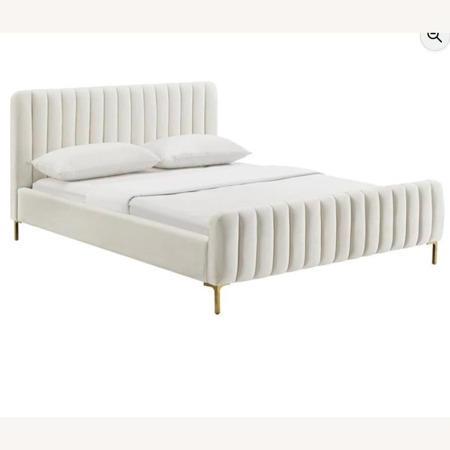 Urban Outfitters White Velvet Queen Bed - image-2